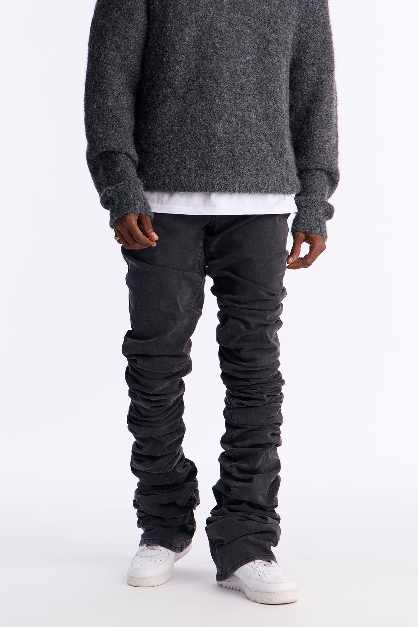 Ultra Stacked Skinny Flare On Scene Jean - Black Wash