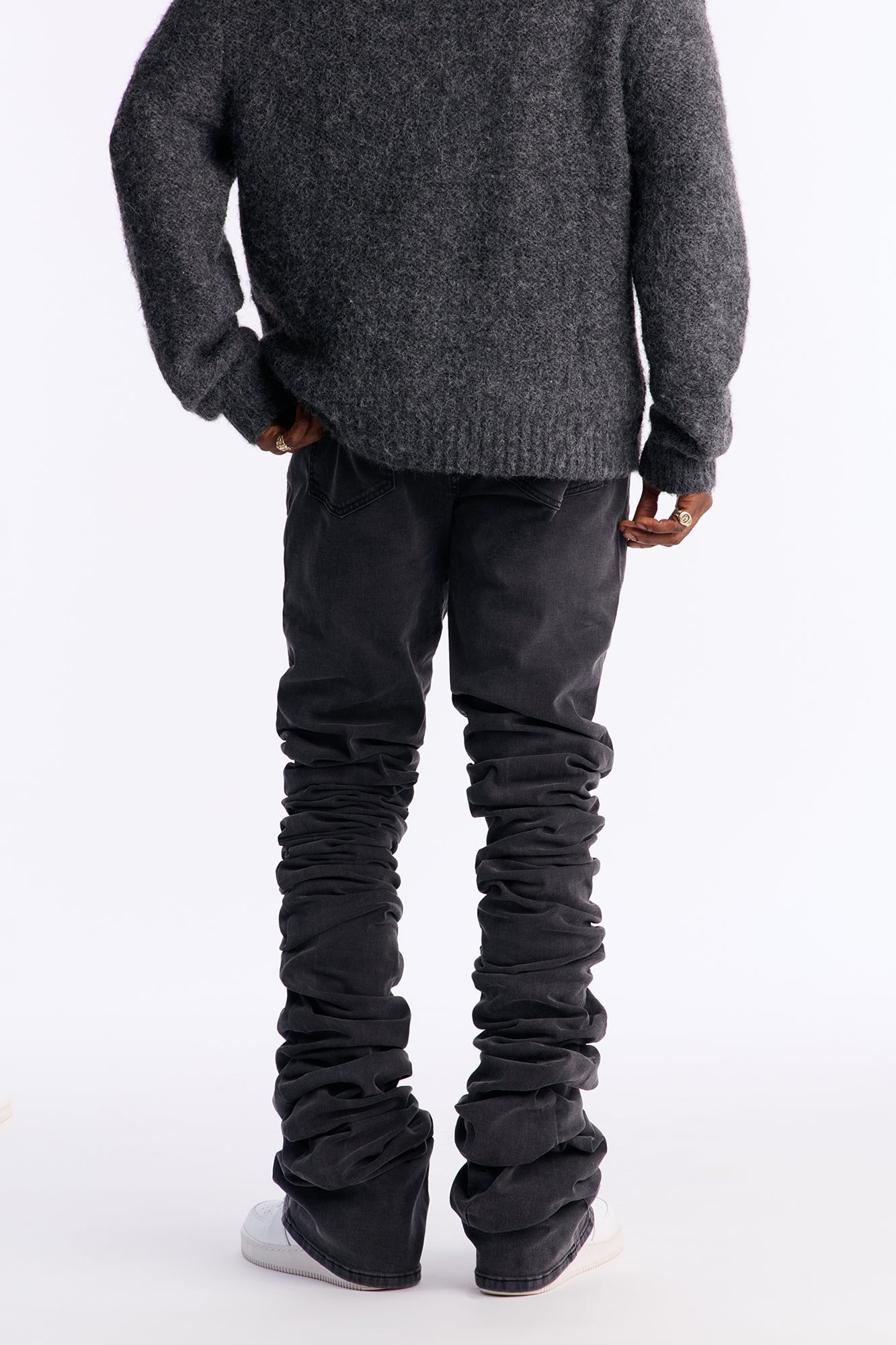Ultra Stacked Skinny Flare On Scene Jean - Black Wash