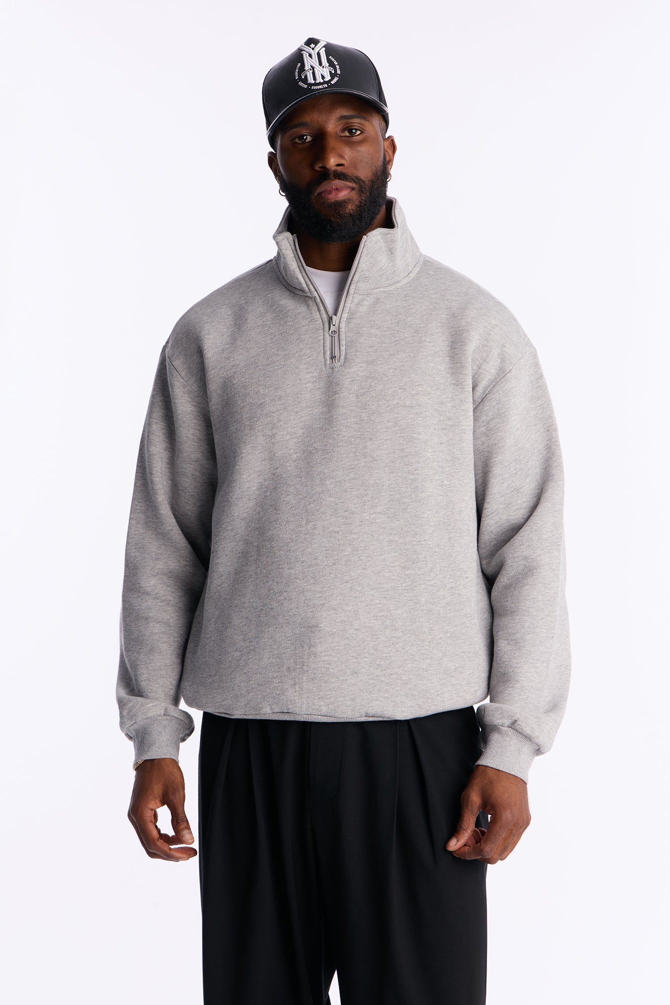 Built For Success Quarter Zip Sweatshirt - Heather Grey