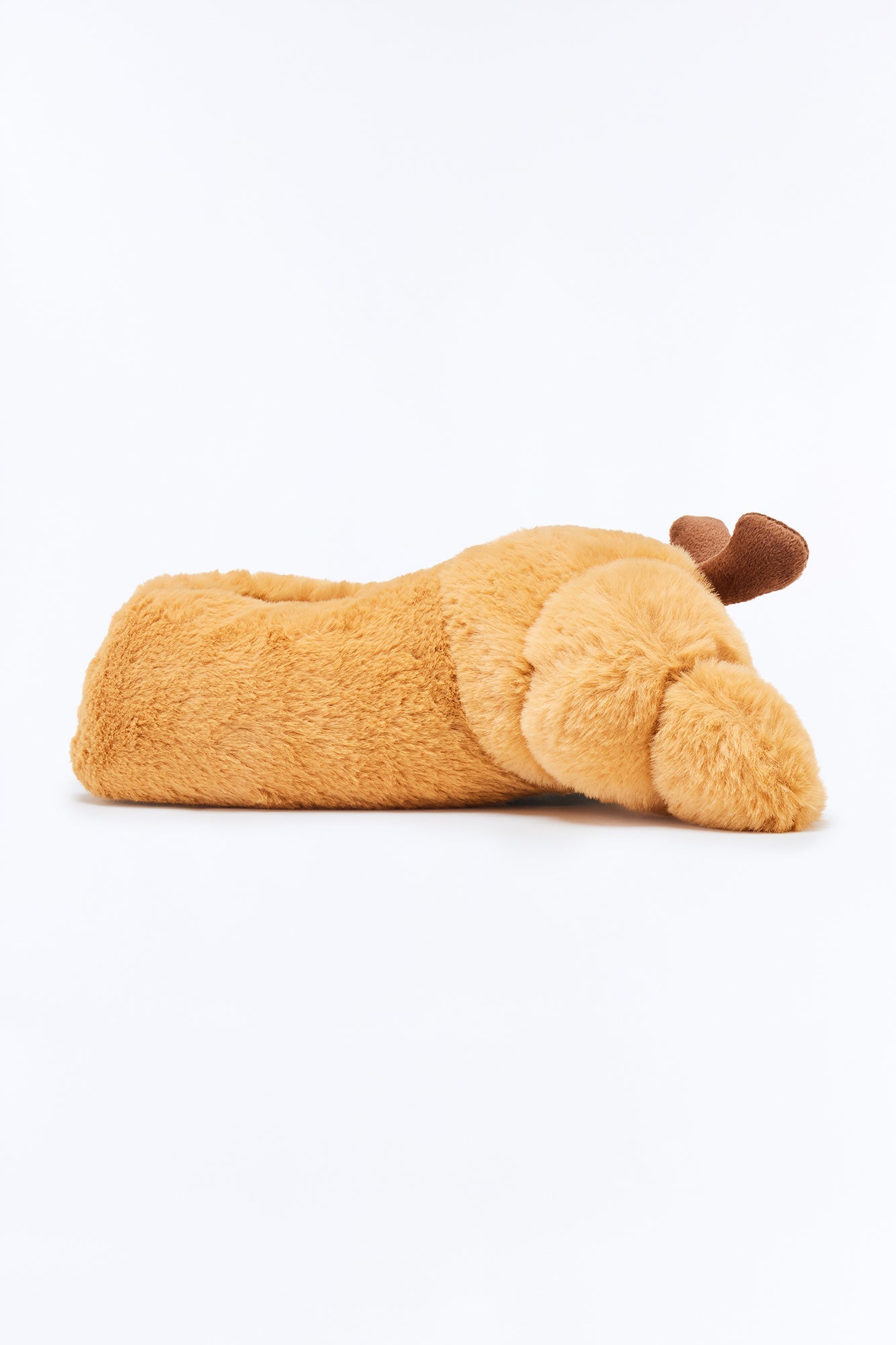 Crispy Croissant Plush Slippers - Camel