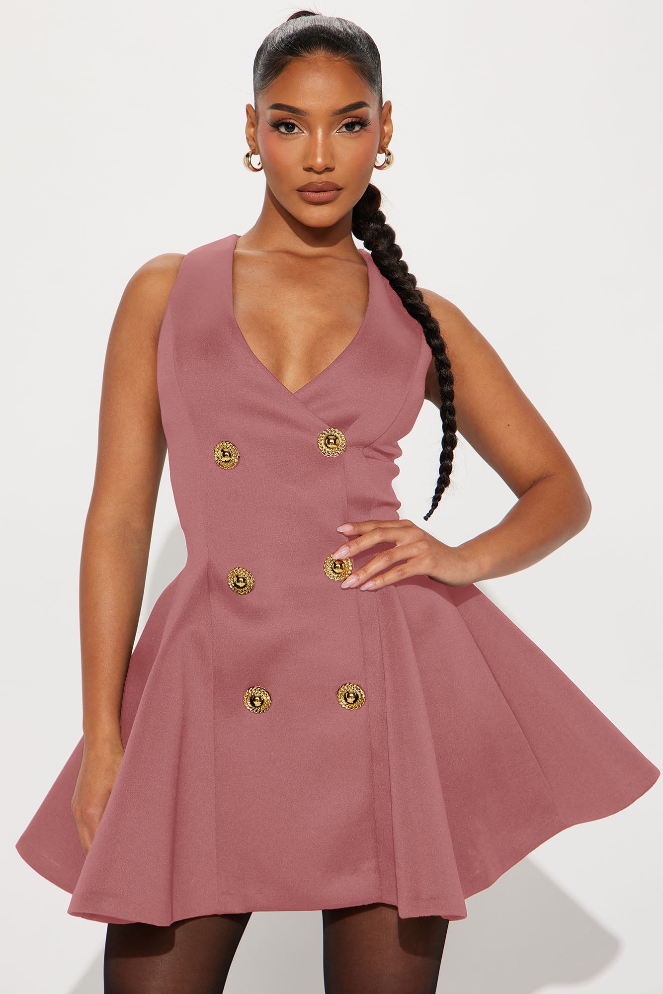 Queen Of Everything Pleated Mini Dress - Mauve