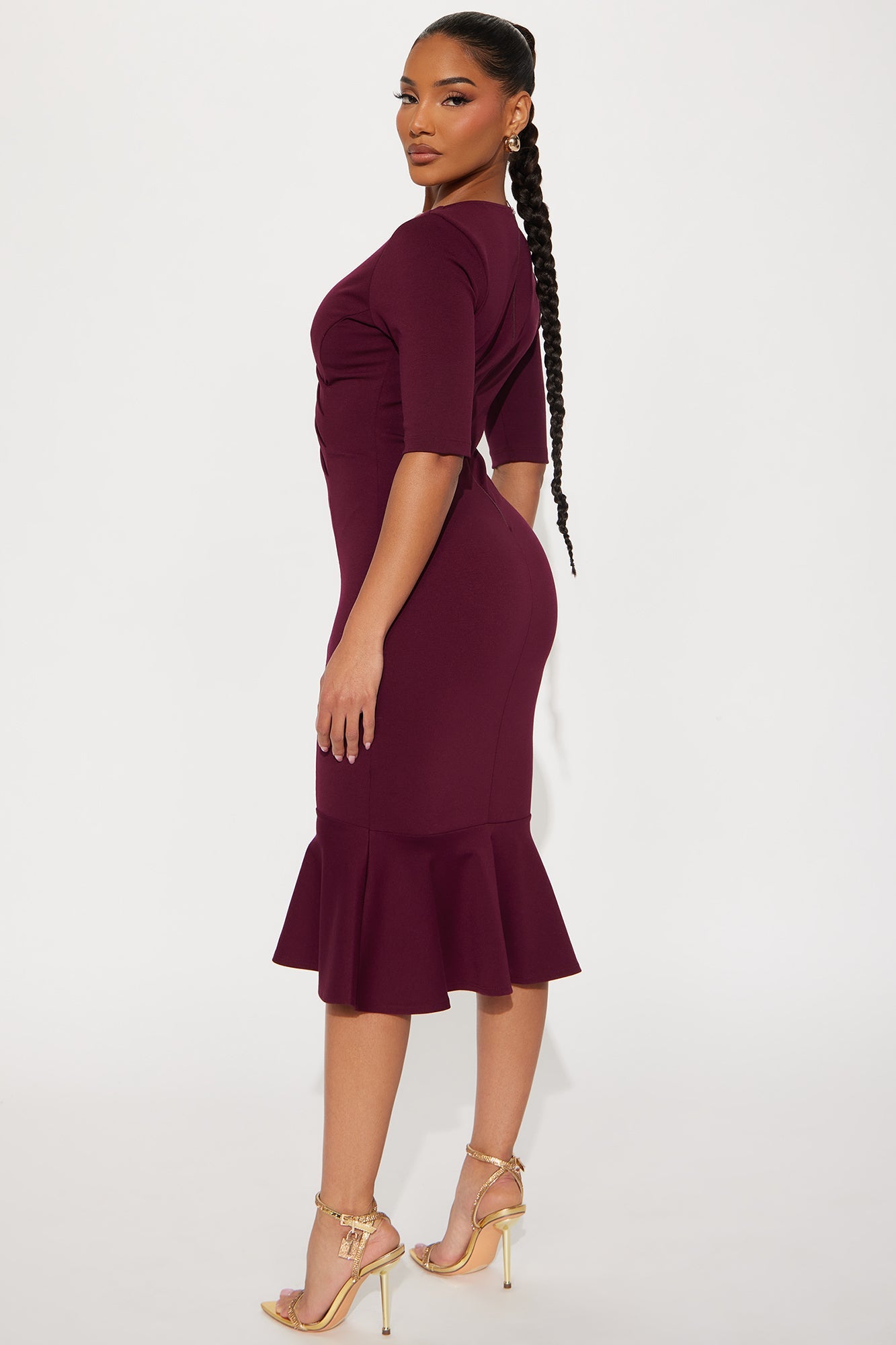 Josie Ponte Midi Dress - Eggplant