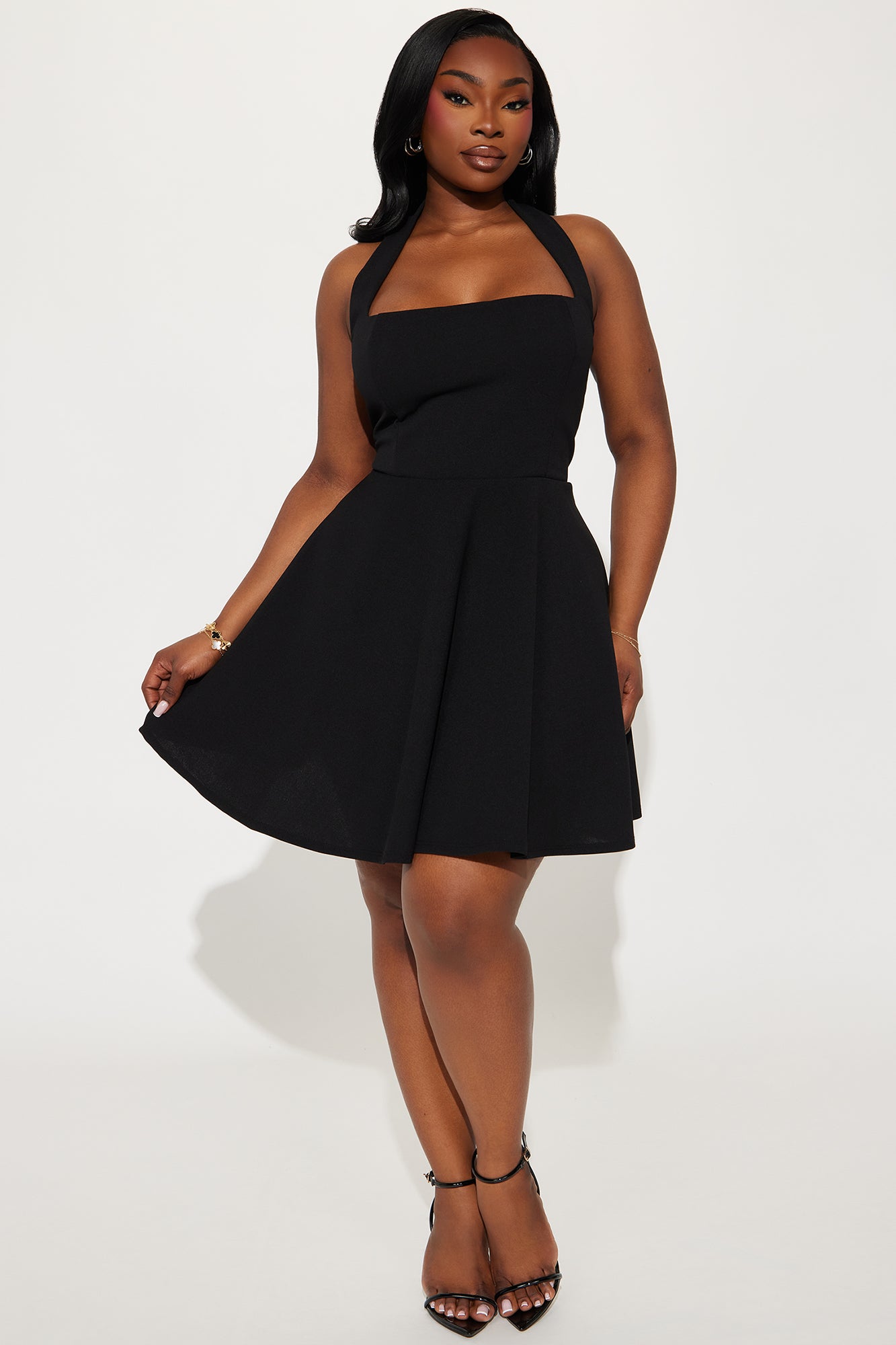Alena Halter Mini Dress - Black