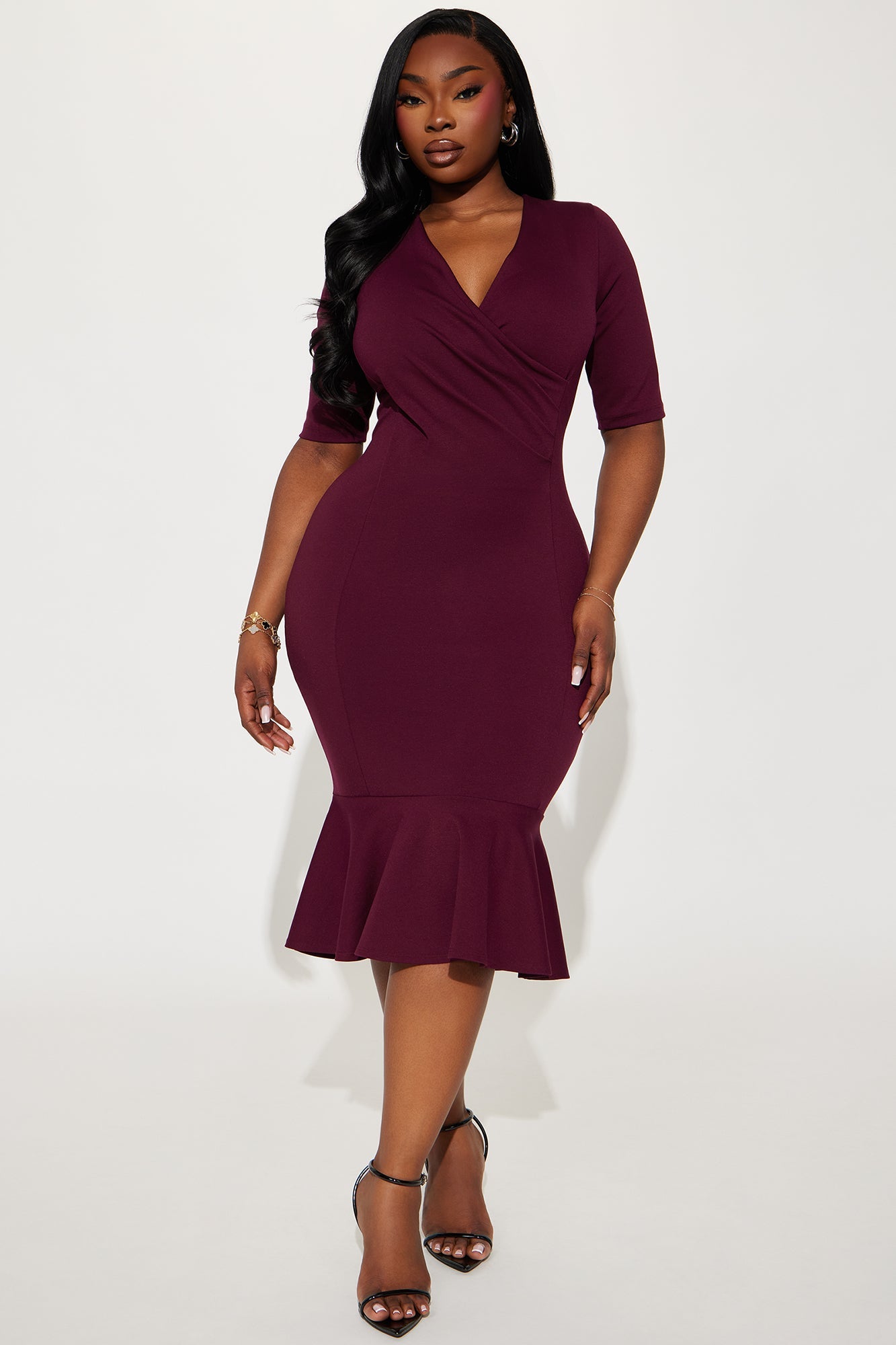 Josie Ponte Midi Dress - Eggplant