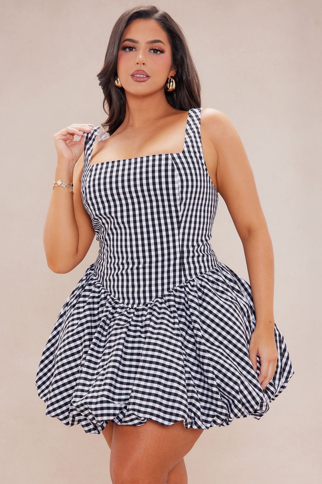 Austin Poplin Mini Dress - Black/White