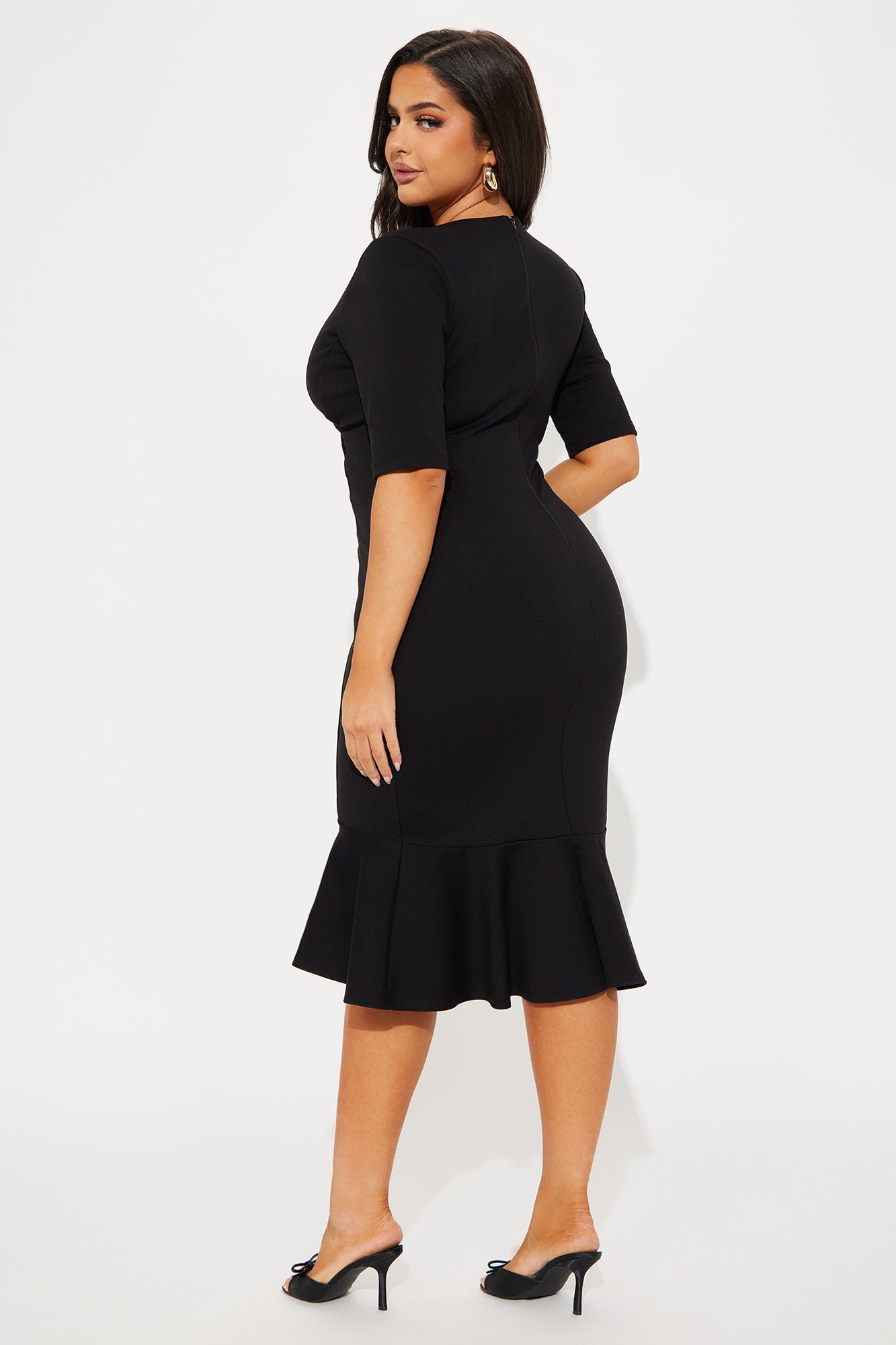 Josie Ponte Midi Dress - Black