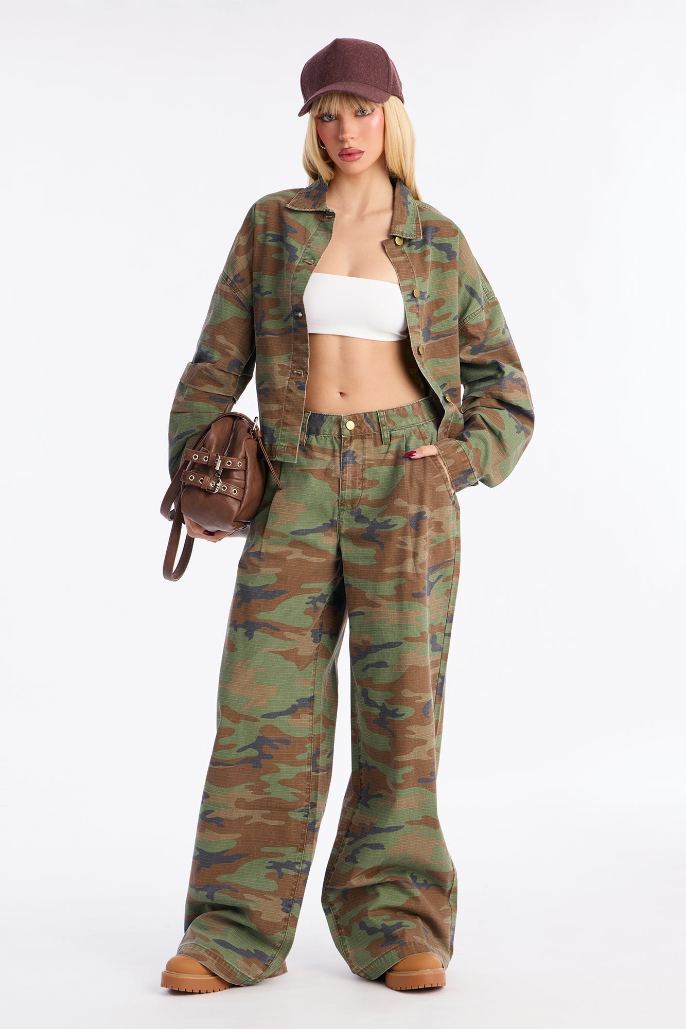 Operation Slay Cinched Camo Pant Set - Green/combo