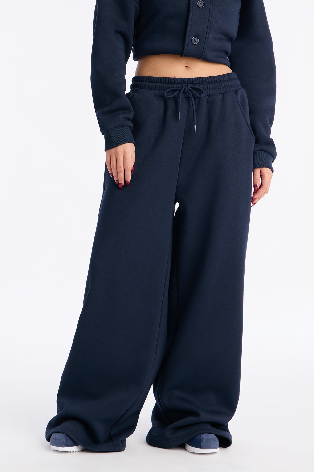 Comfort Season Fleece Wide Leg Pant - Navy