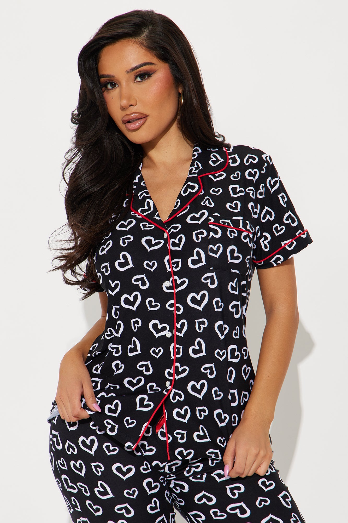 Give You My Heart PJ Pant Set - Black/White
