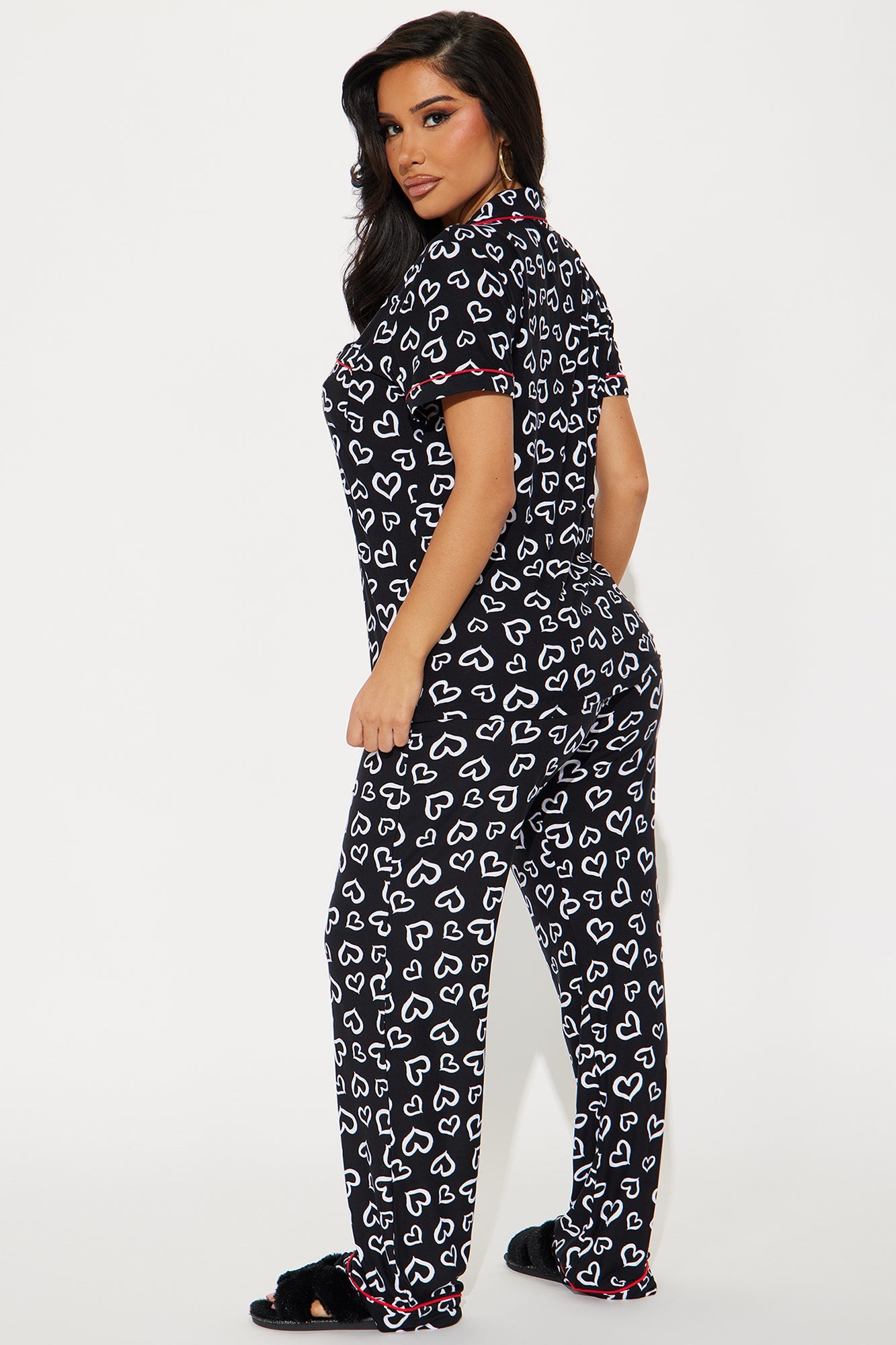 Give You My Heart PJ Pant Set - Black/White