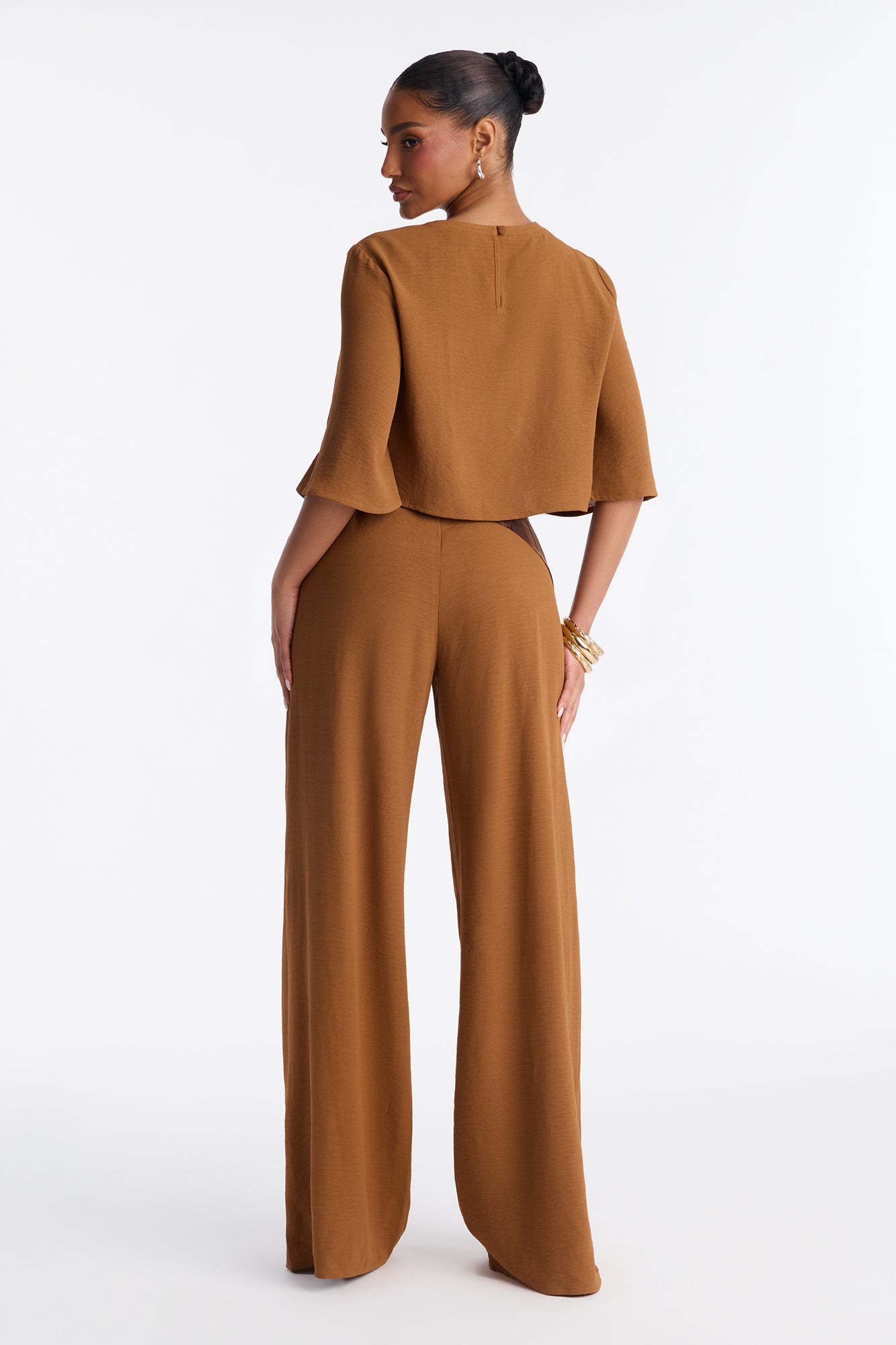 Melanie 3 Piece Scarf Pant Set - Mocha