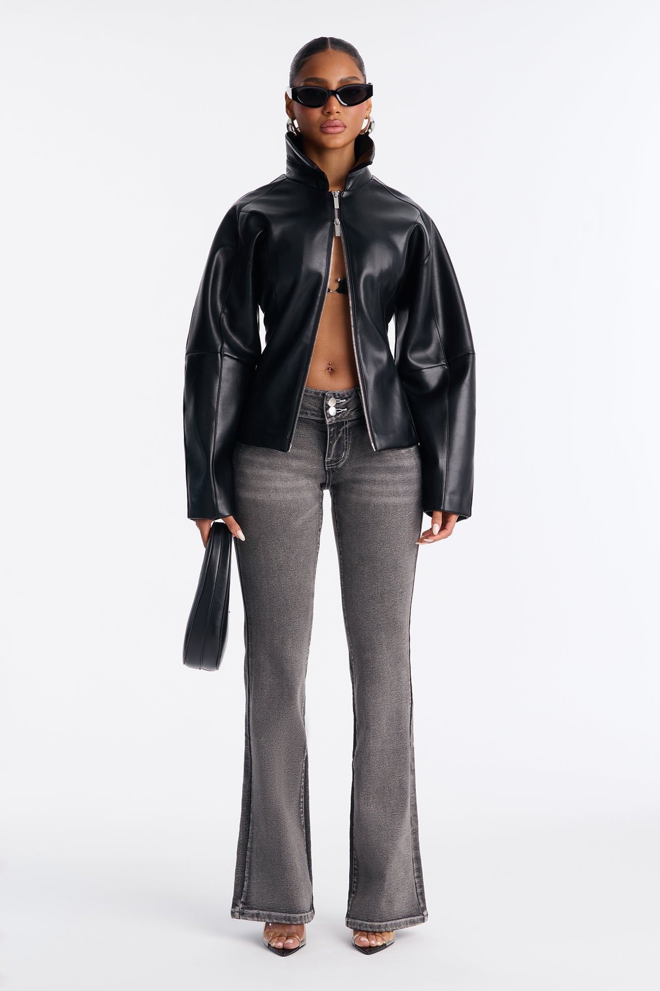 Deserve More Fitted Faux Leather Jacket - Black
