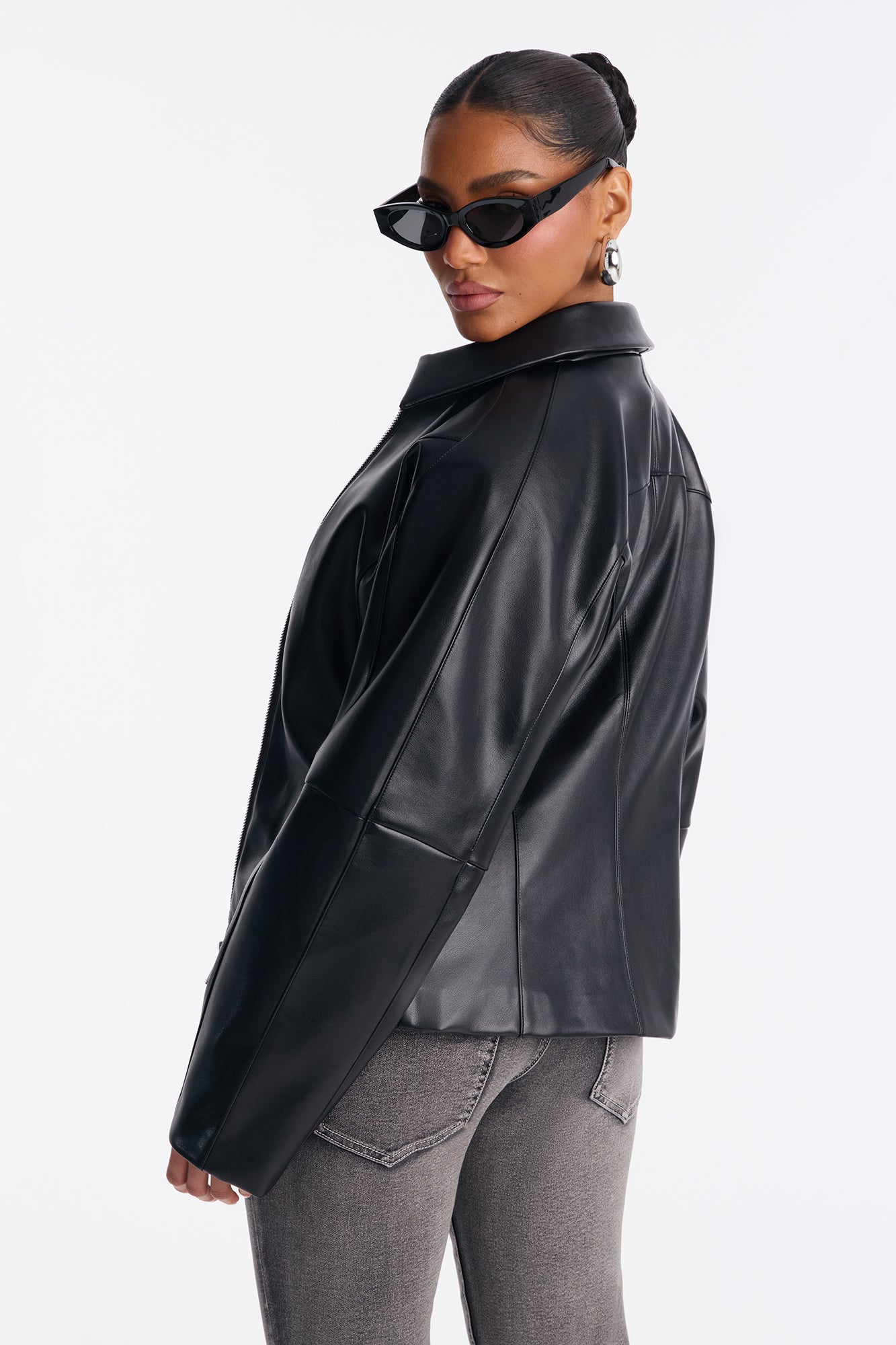 Deserve More Fitted Faux Leather Jacket - Black