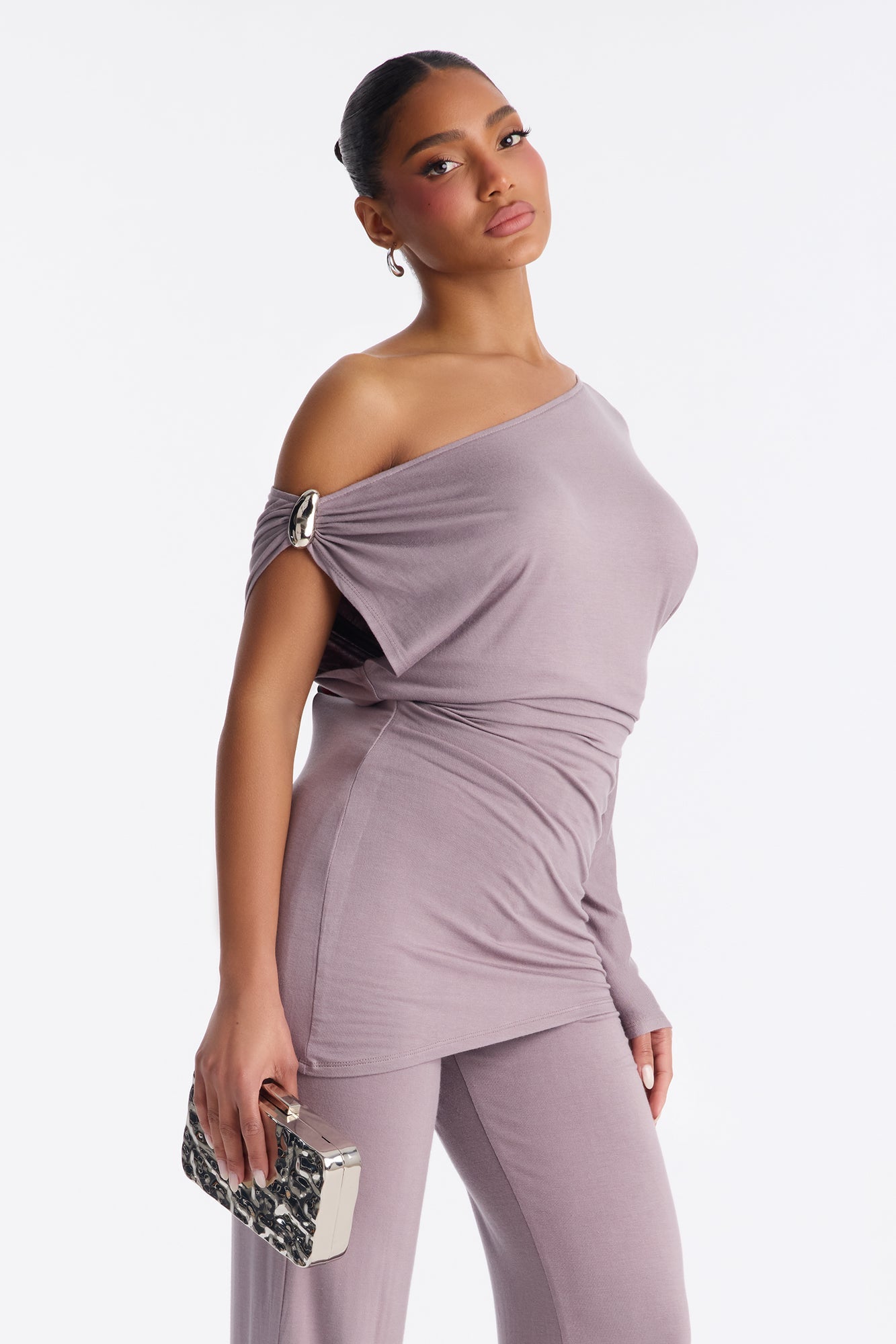 Best Decision One Shoulder Pant Set - Grey