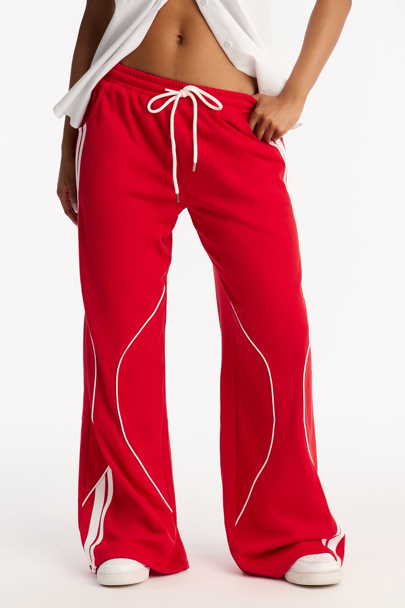 Jax Drawstring Wide Leg Pants 30″ - Red
