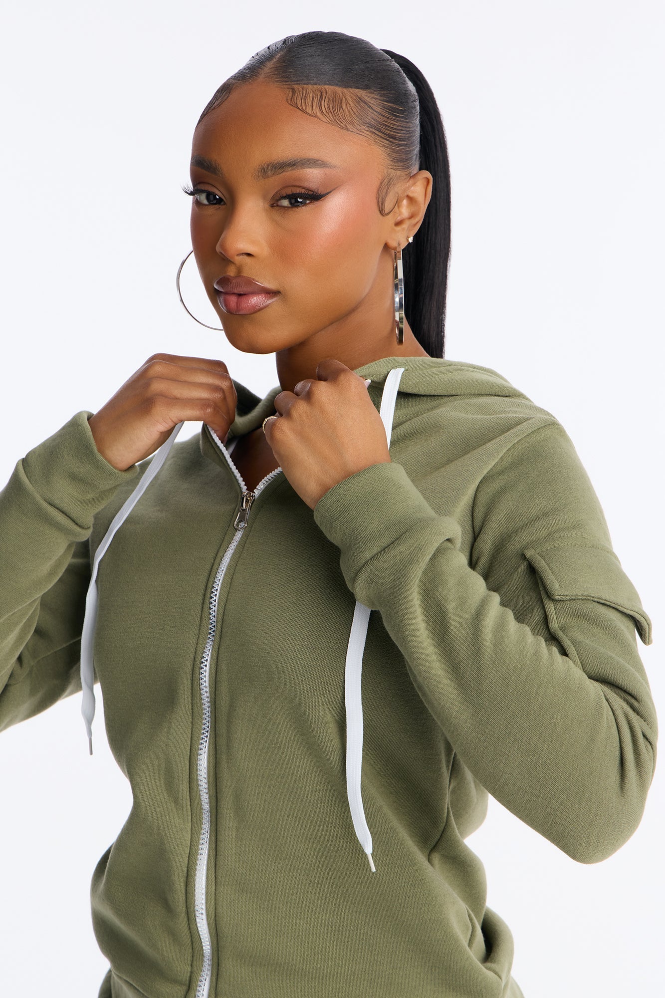 On The Run Cargo Fleece Pant Set - Olive