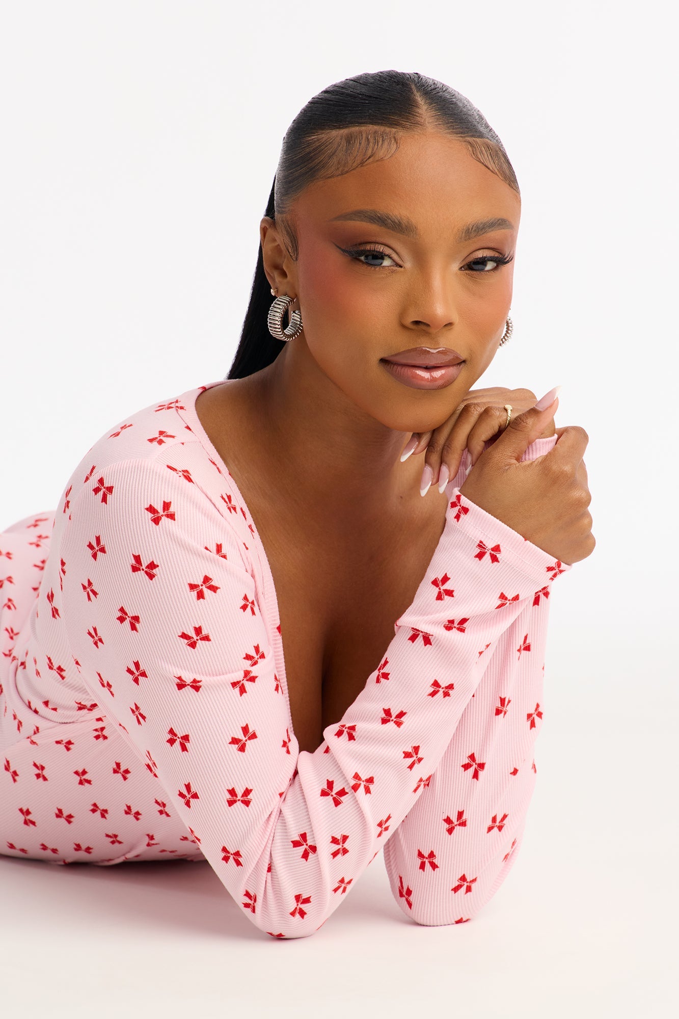 Always Lovely Ribbed Long Sleeve PJ Jumpsuit Onesie - Pink