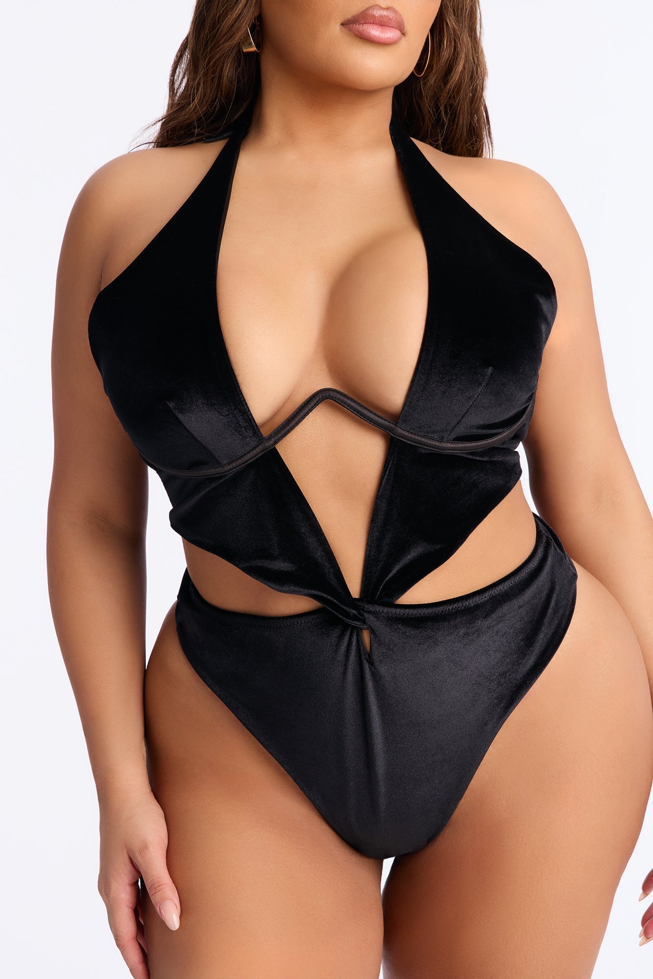 Sweet Flame Stretch Velvet Teddy - Black