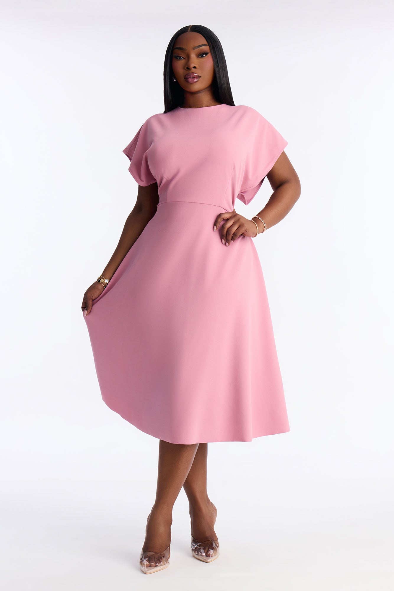 Emerie A Line Midi Dress - Mauve