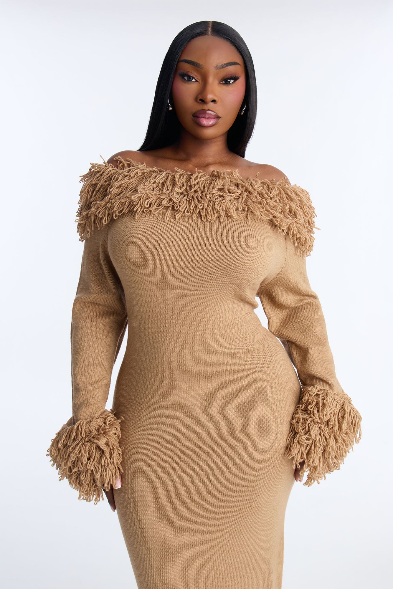 Fireside Shag Sweater Maxi Dress - Taupe