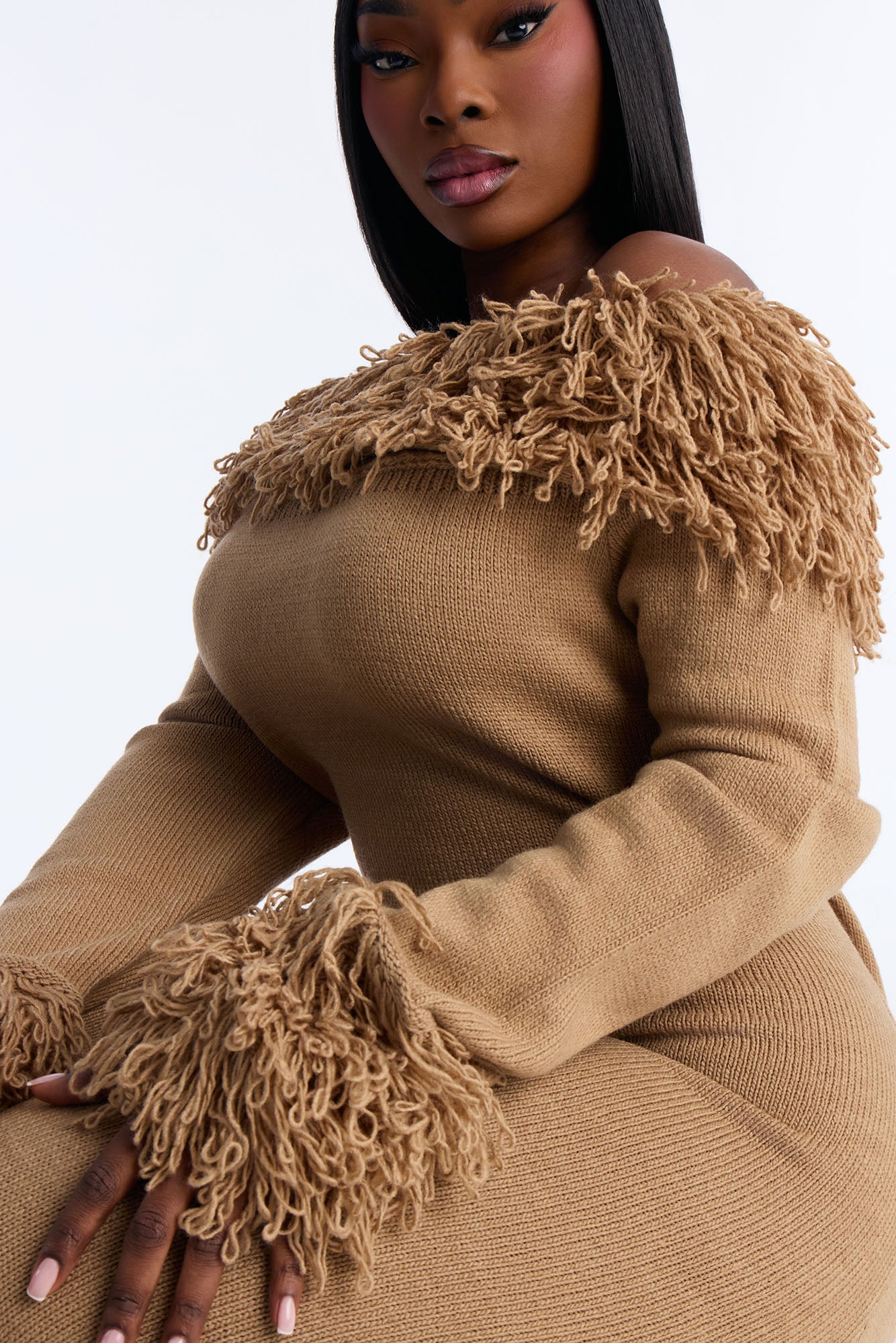 Fireside Shag Sweater Maxi Dress - Taupe