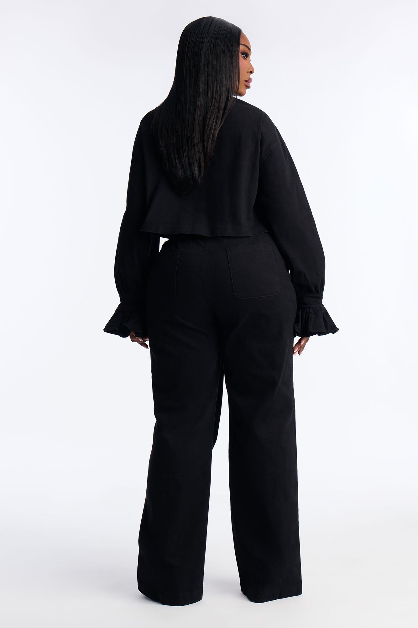 Mianna Twill Jacket Pant Set - Black