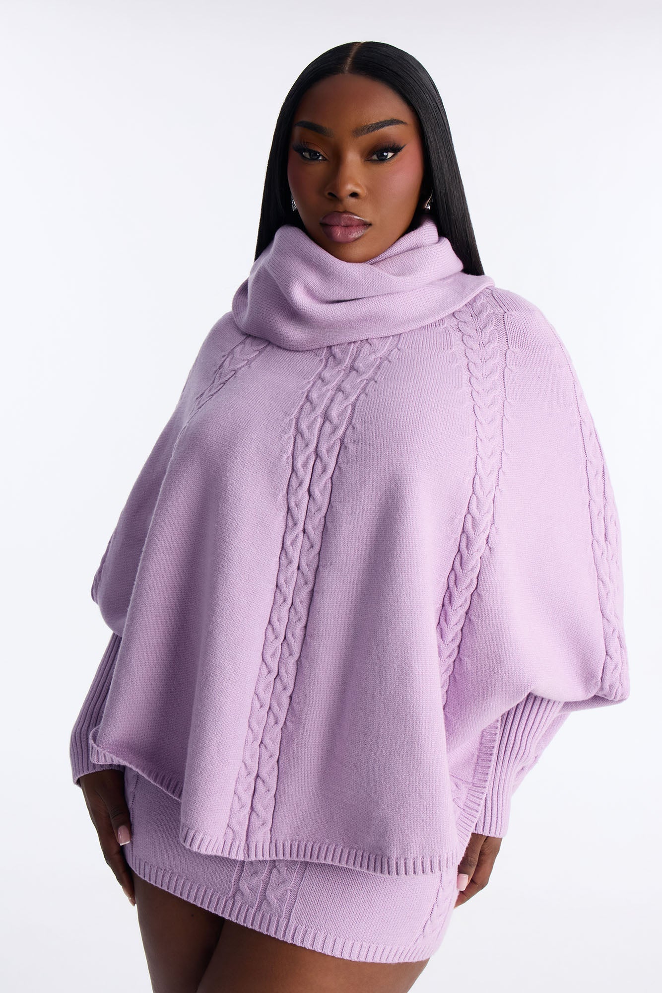 Bundle Me Up 3 Piece Sweater Skirt Set - Lilac
