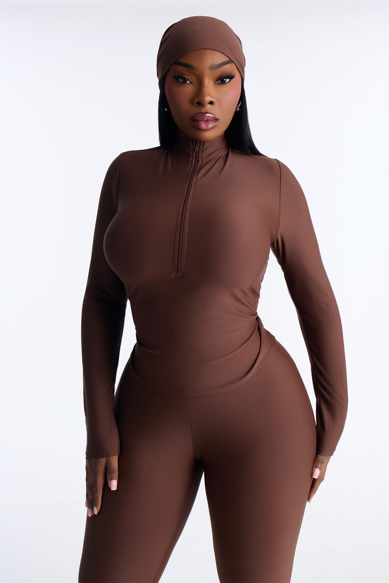 Isabelle Matte Tricot 3 Piece Capri Set - Chocolate