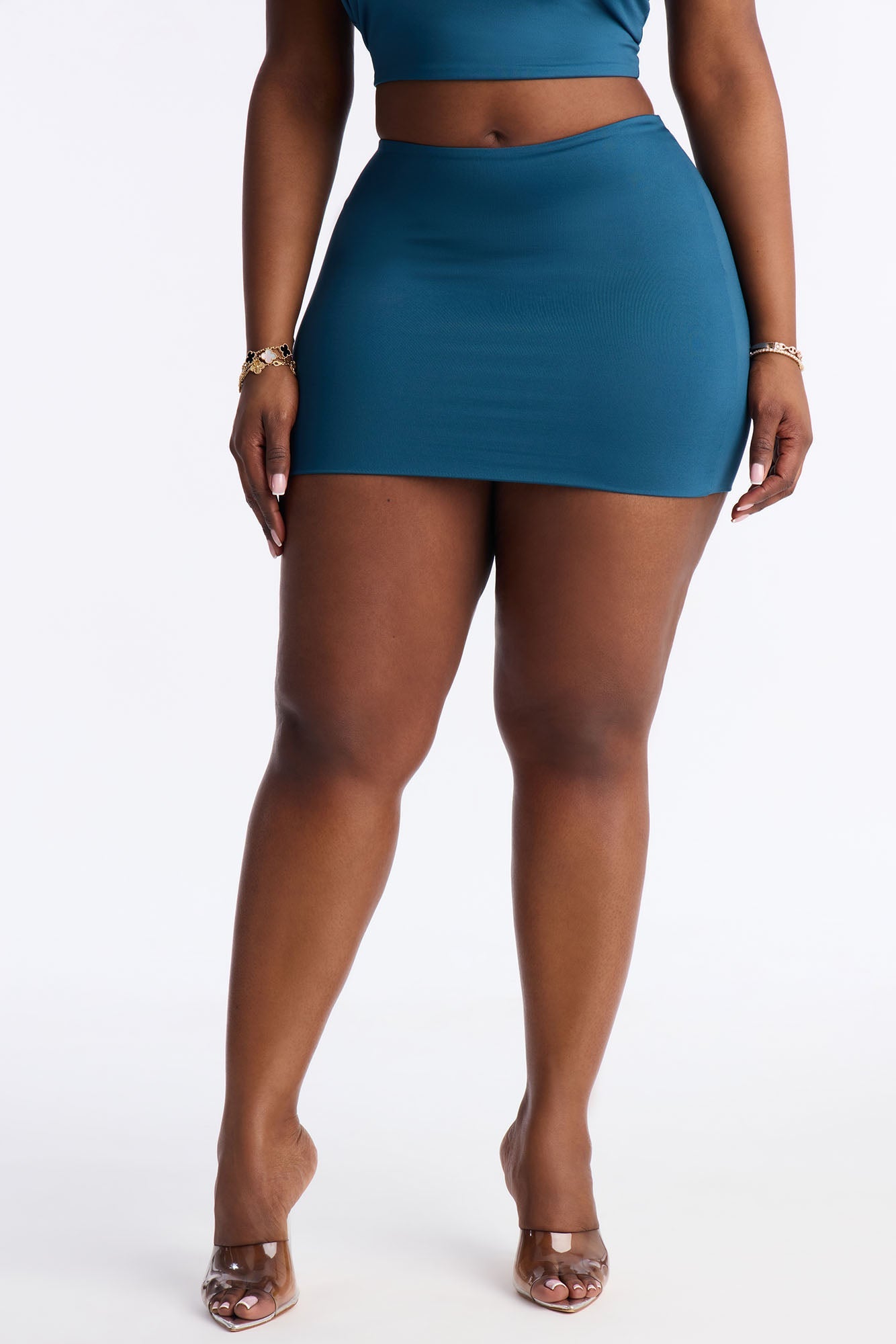 Contour Double Lined Mini Skirt - Teal