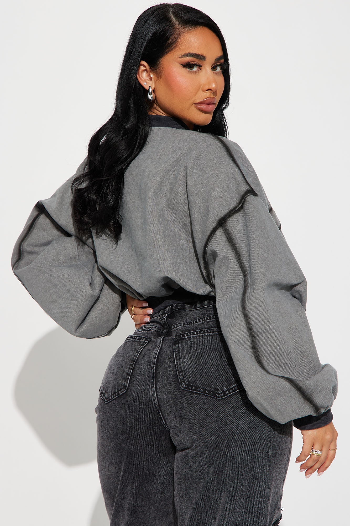 Expose The Fakes Washed Bomber - Grey/combo