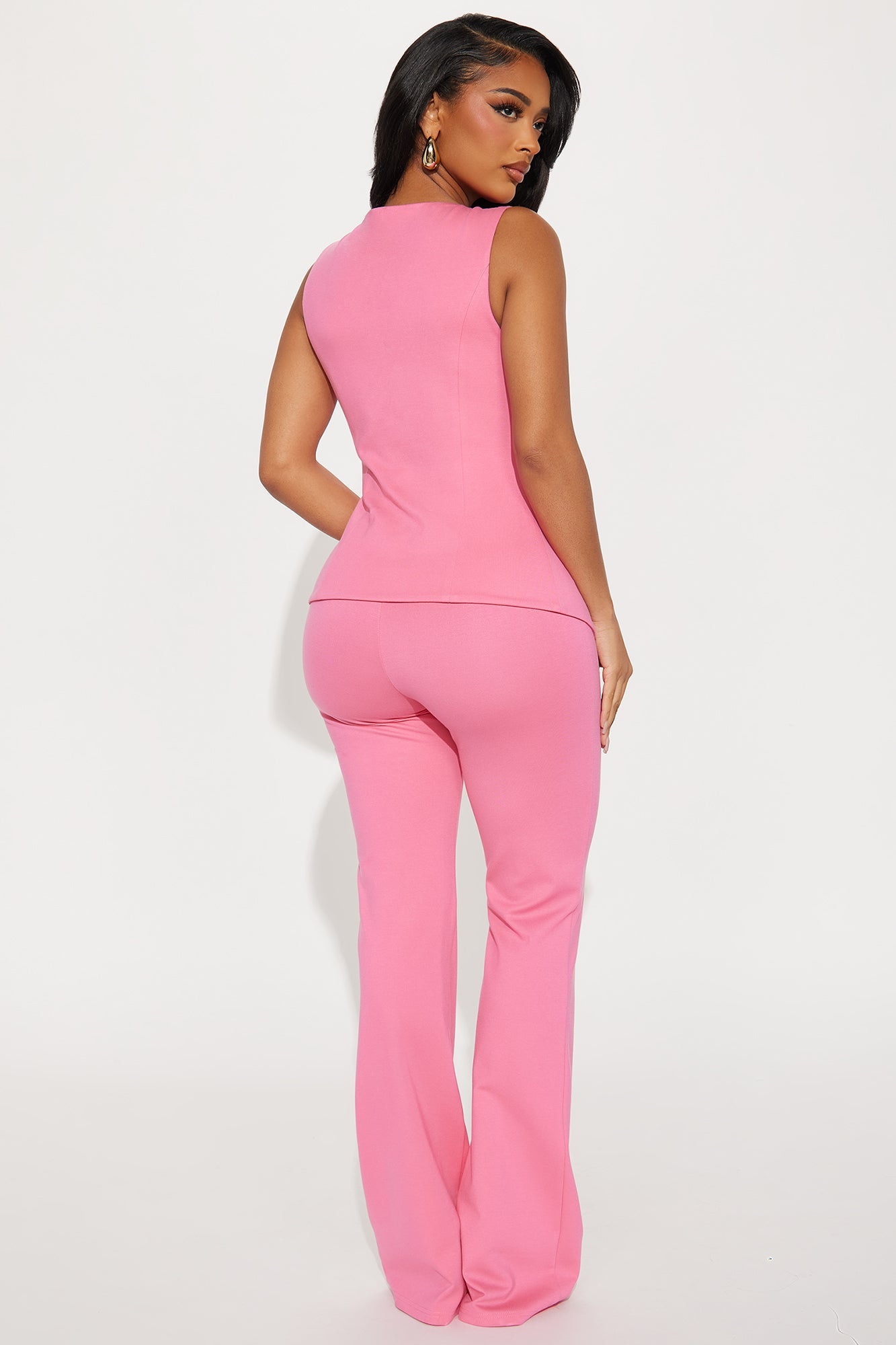The Mia Double Lined Ponte Vest Pant Set - Pink