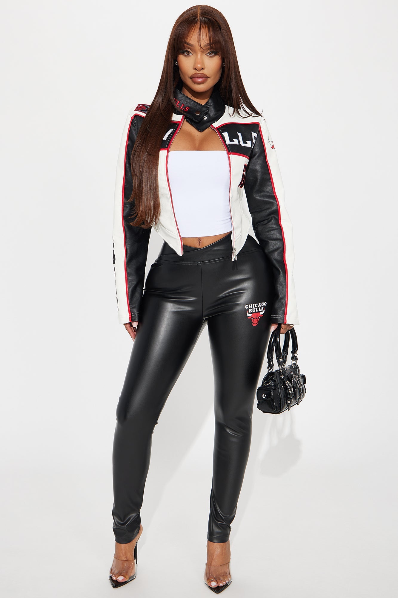 Bulls Defense Faux Leather Jacket - White/Black