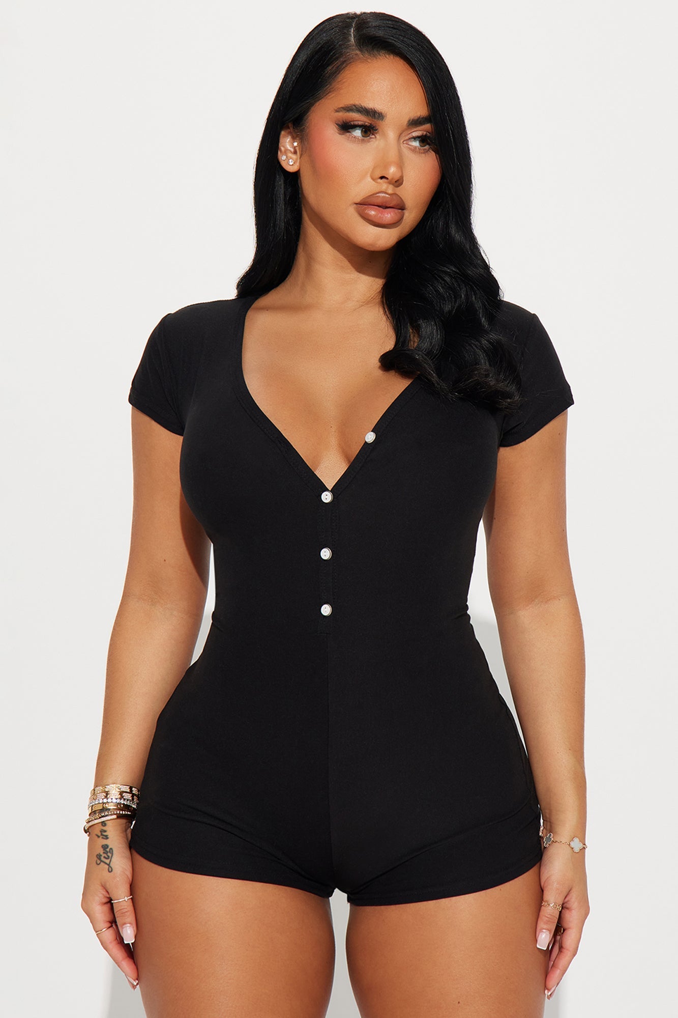 Kiss Me PJ Romper Onesie - Black