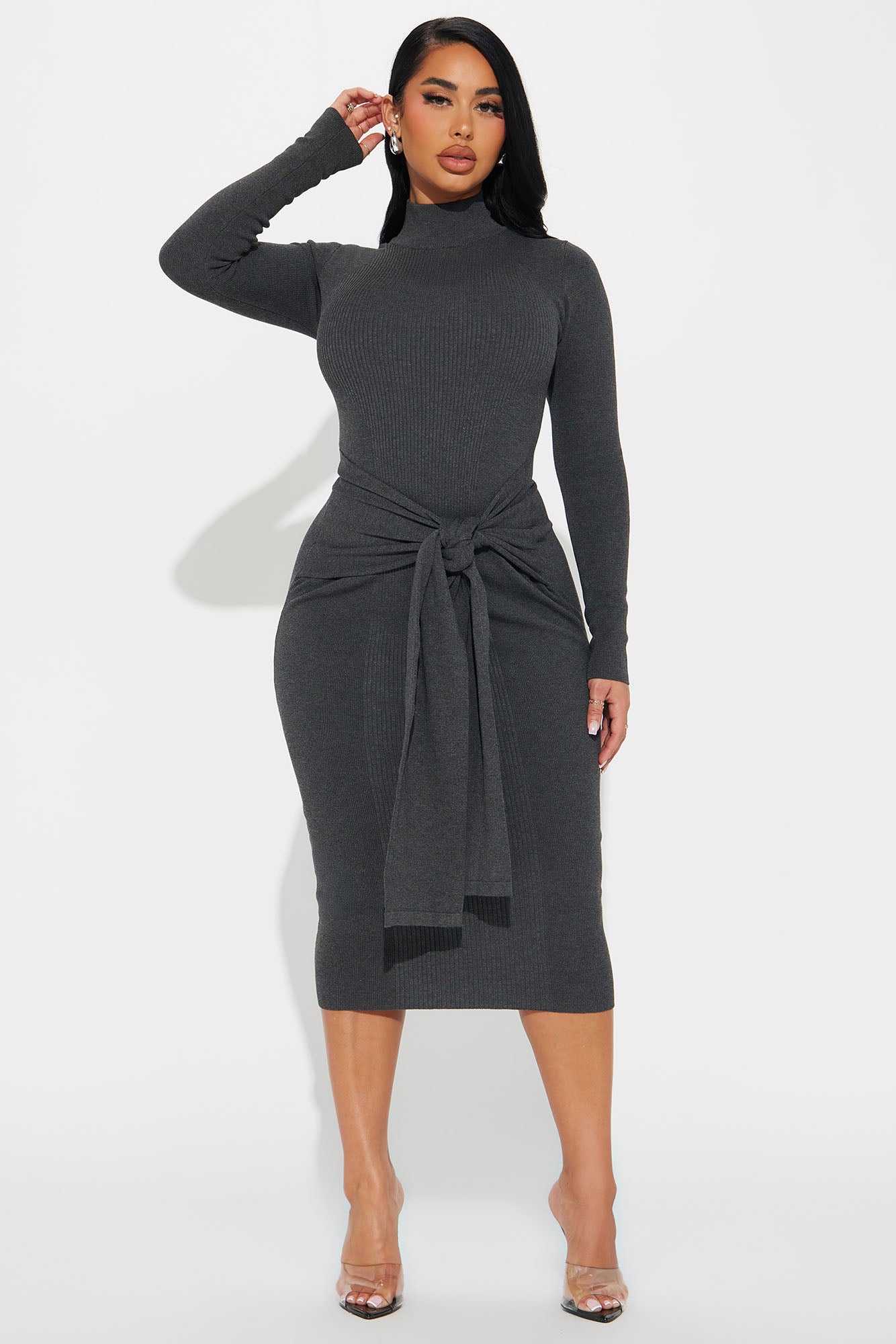 Indy Sweater Midi Dress - Charcoal