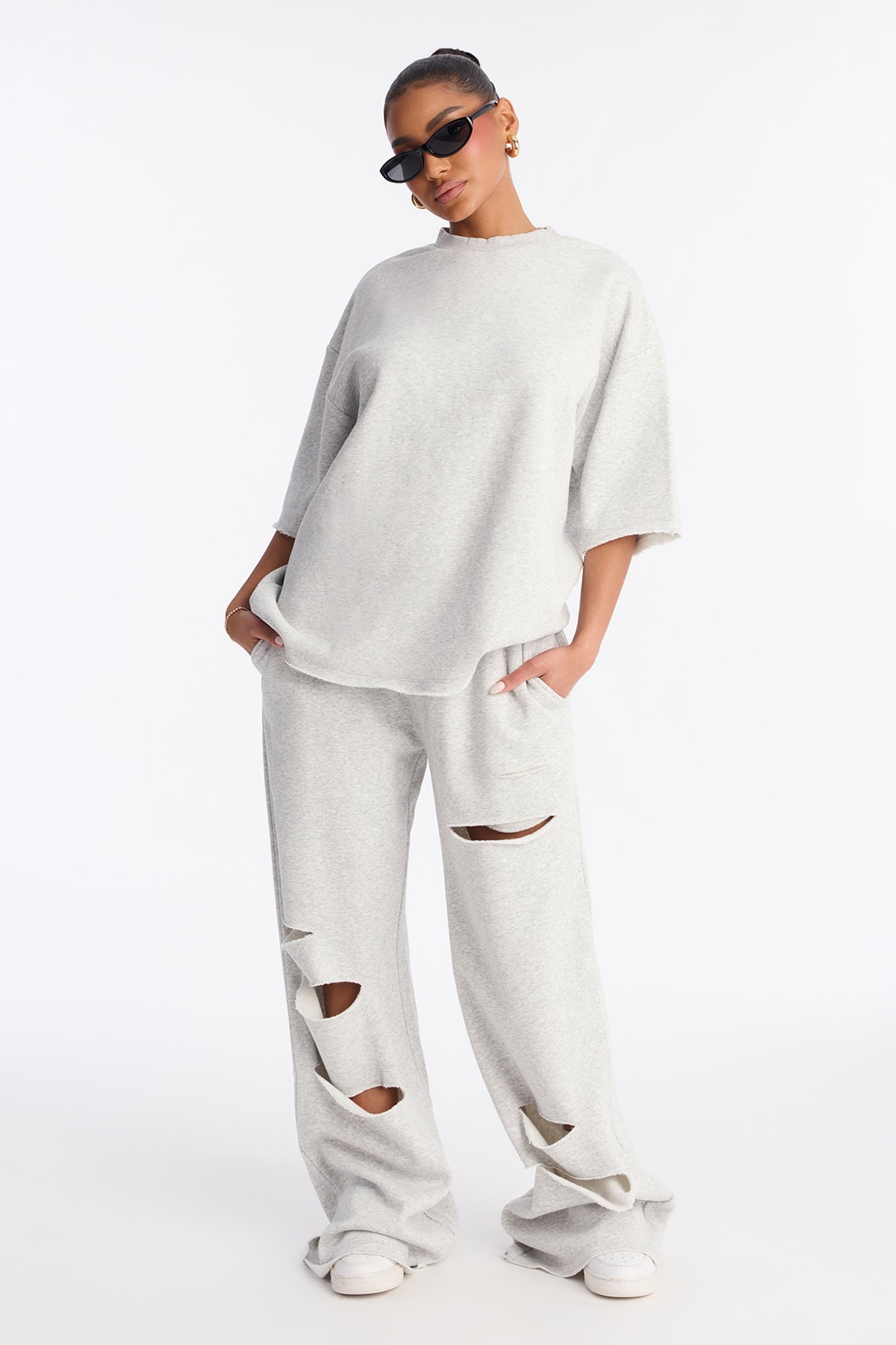 The Crew Fleece T Shirt - Heather Grey