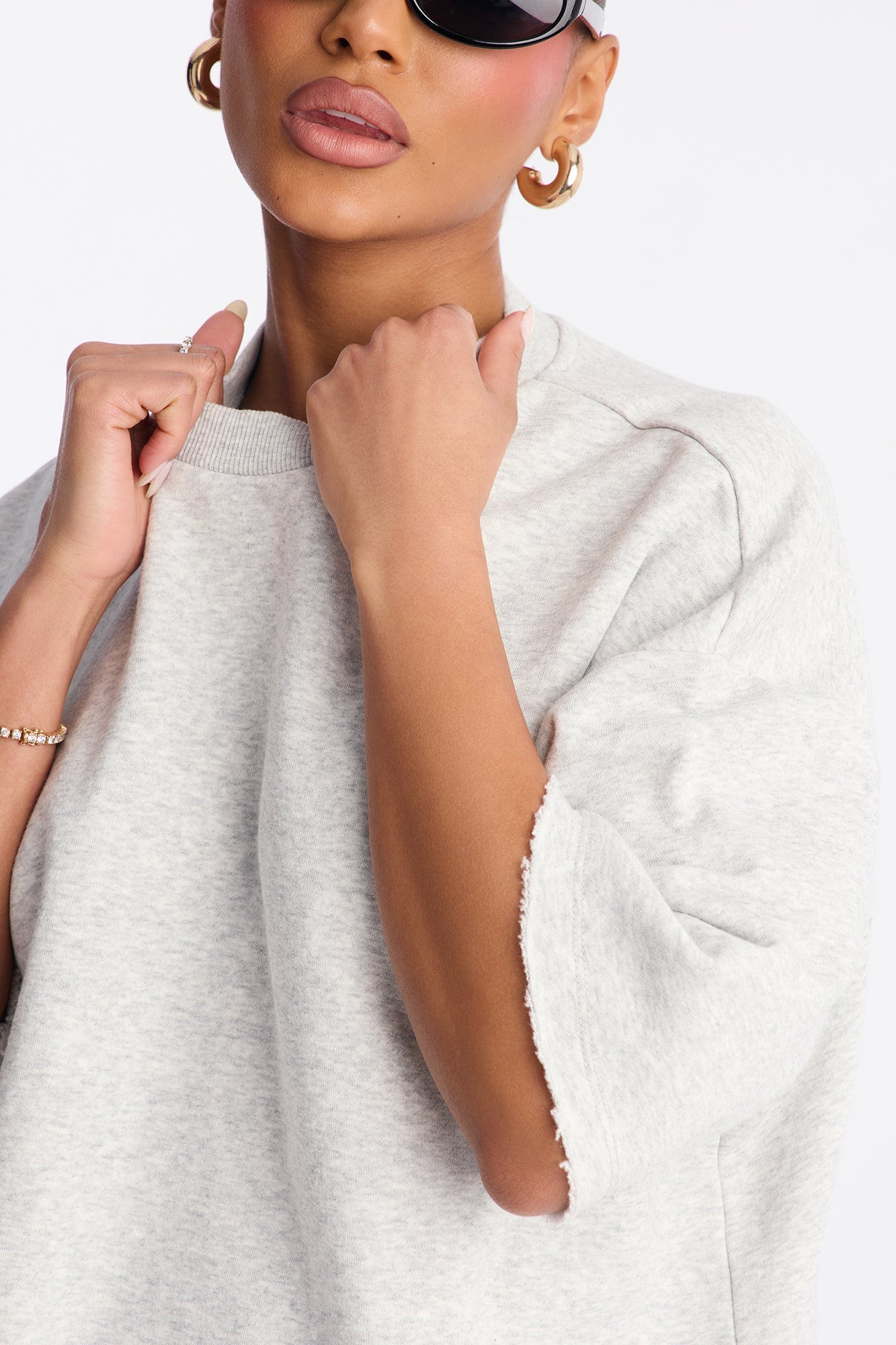 The Crew Fleece T Shirt - Heather Grey