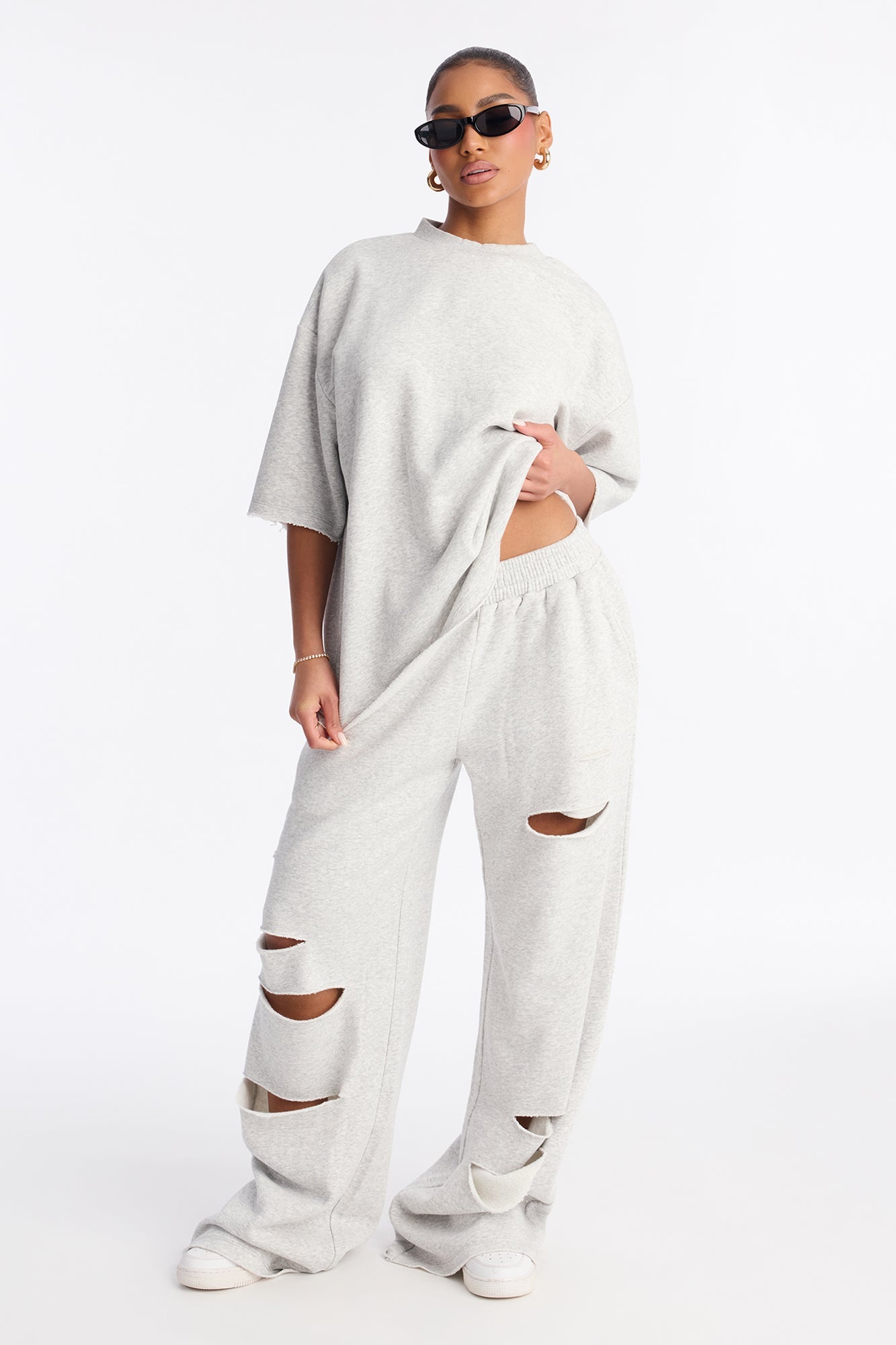 The Crew Fleece Distressed Sweatpants - Heather Grey