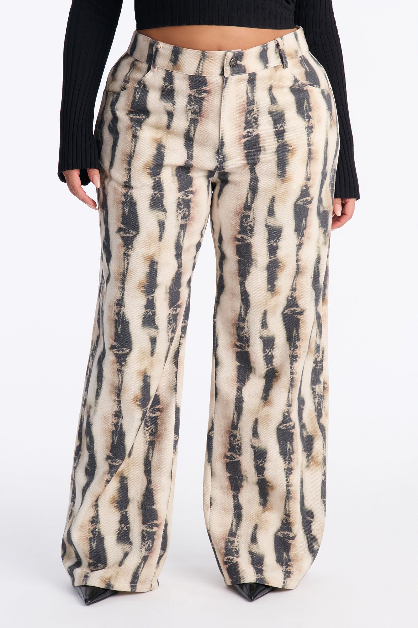 Stelara Abstract High Rise Wide Leg Pant 32″ - Taupe/combo