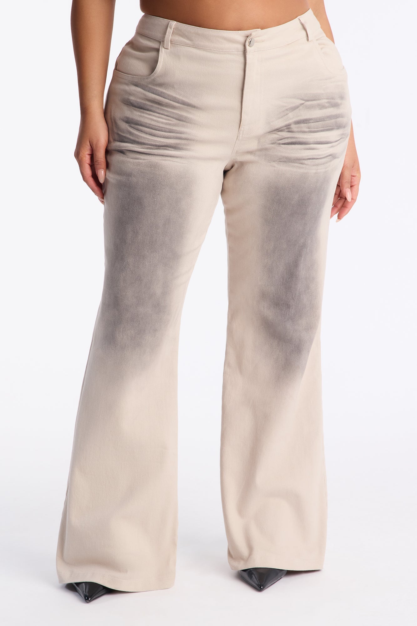 Stacey High Rise Washed Flare Pant 32″ - Grey/combo