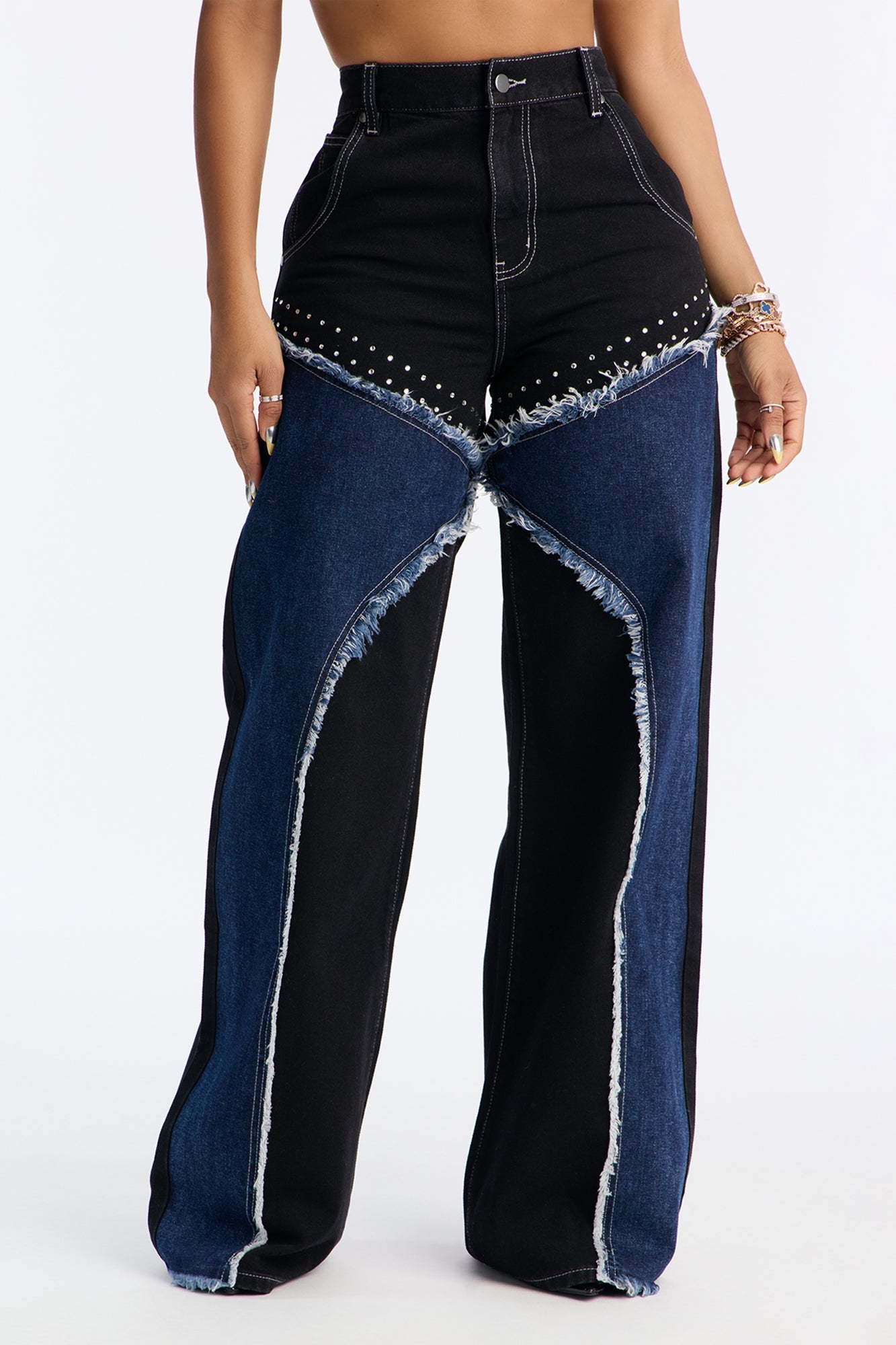 Home Town Hero Embellished Wide Leg Jeans - Black Wash