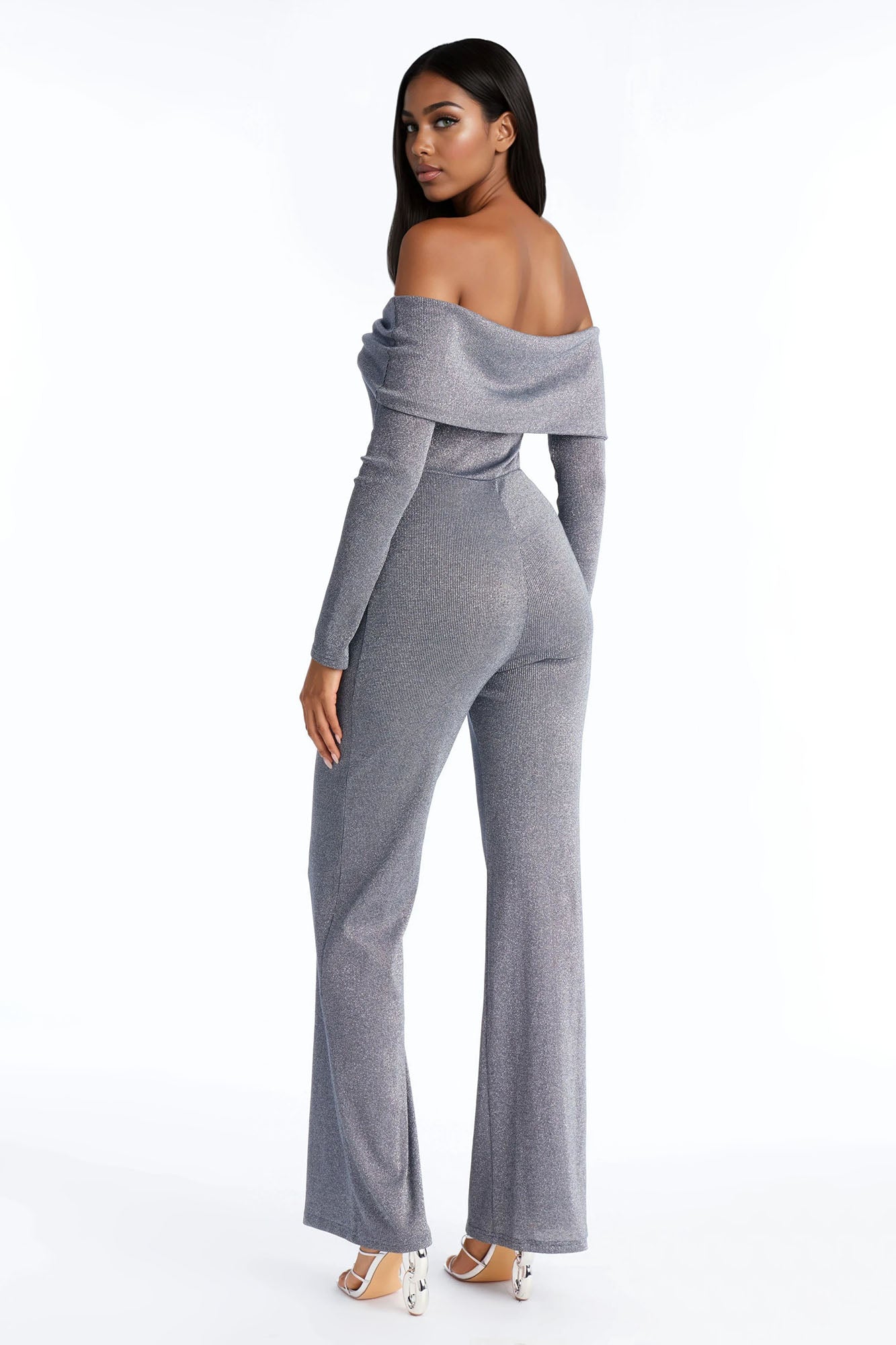 Trina Off Shoulder Wide Leg Jumpsuit - Denim
