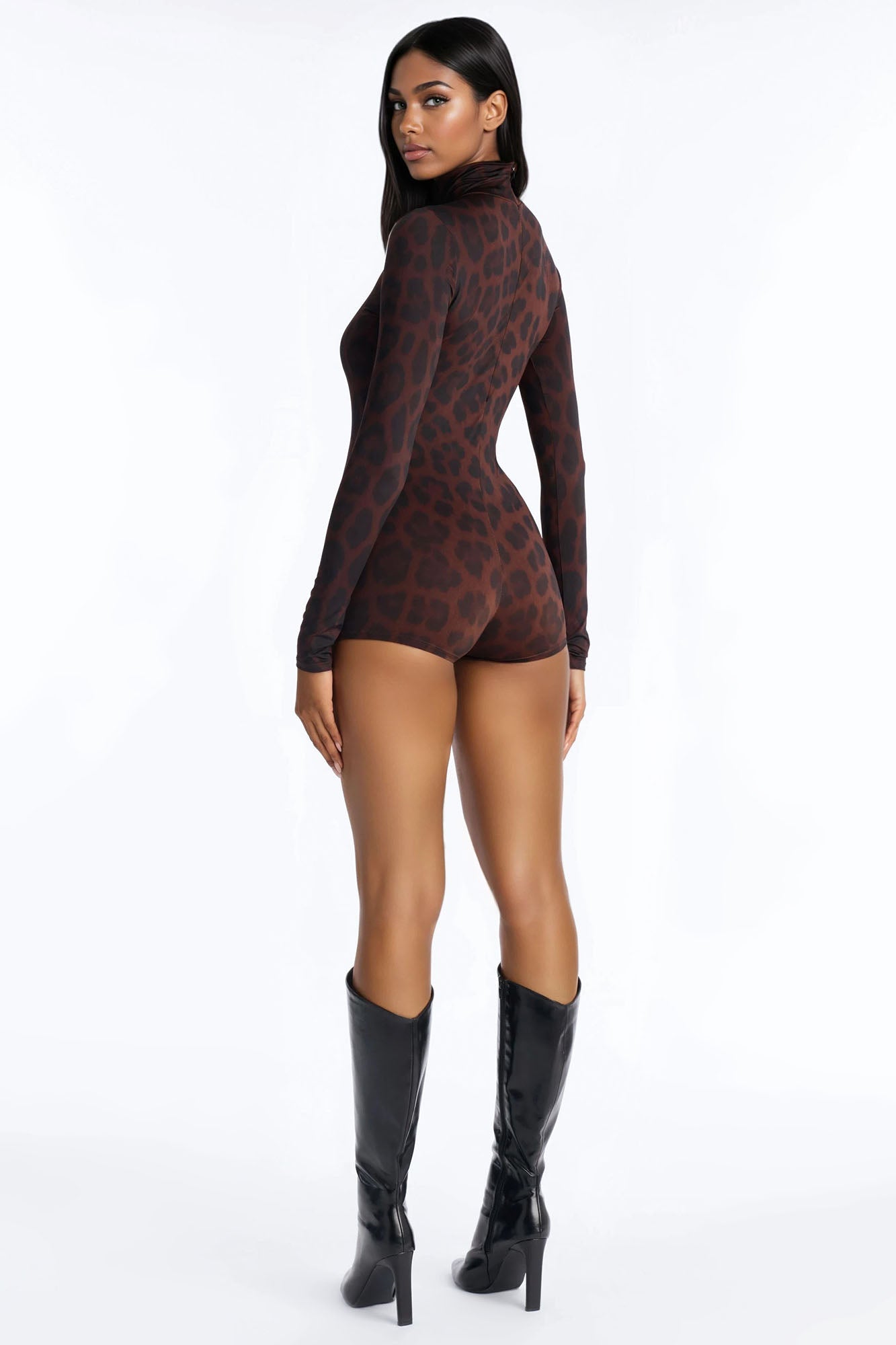Josie Leopard Micro Romper 2 Piece Set - Brown