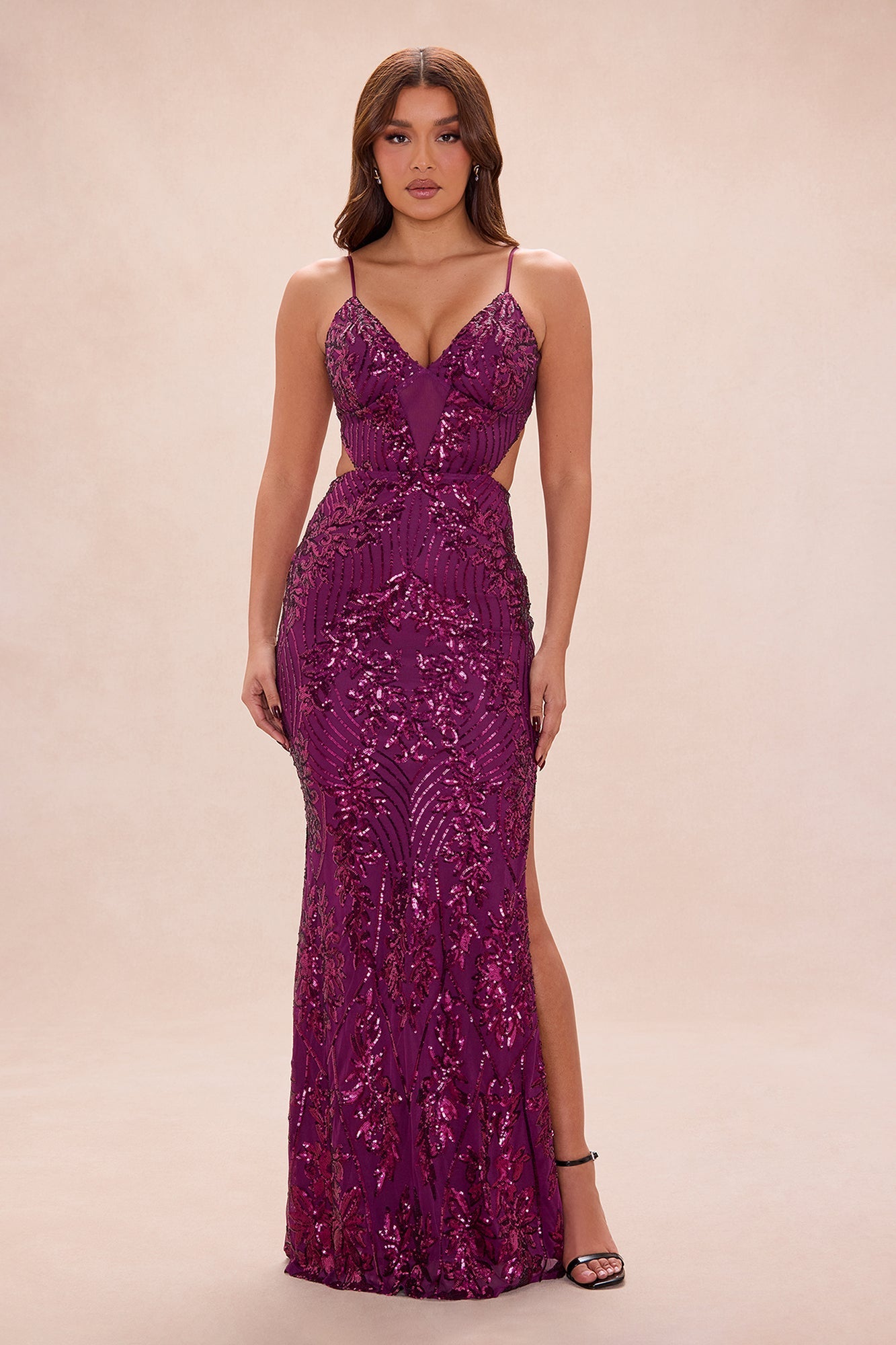 Only You Sequin Maxi Gown - Plum