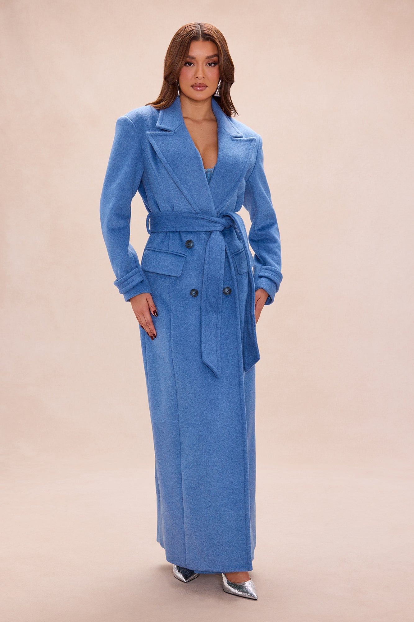 Tyler Double Breasted Wool Coat - Denim