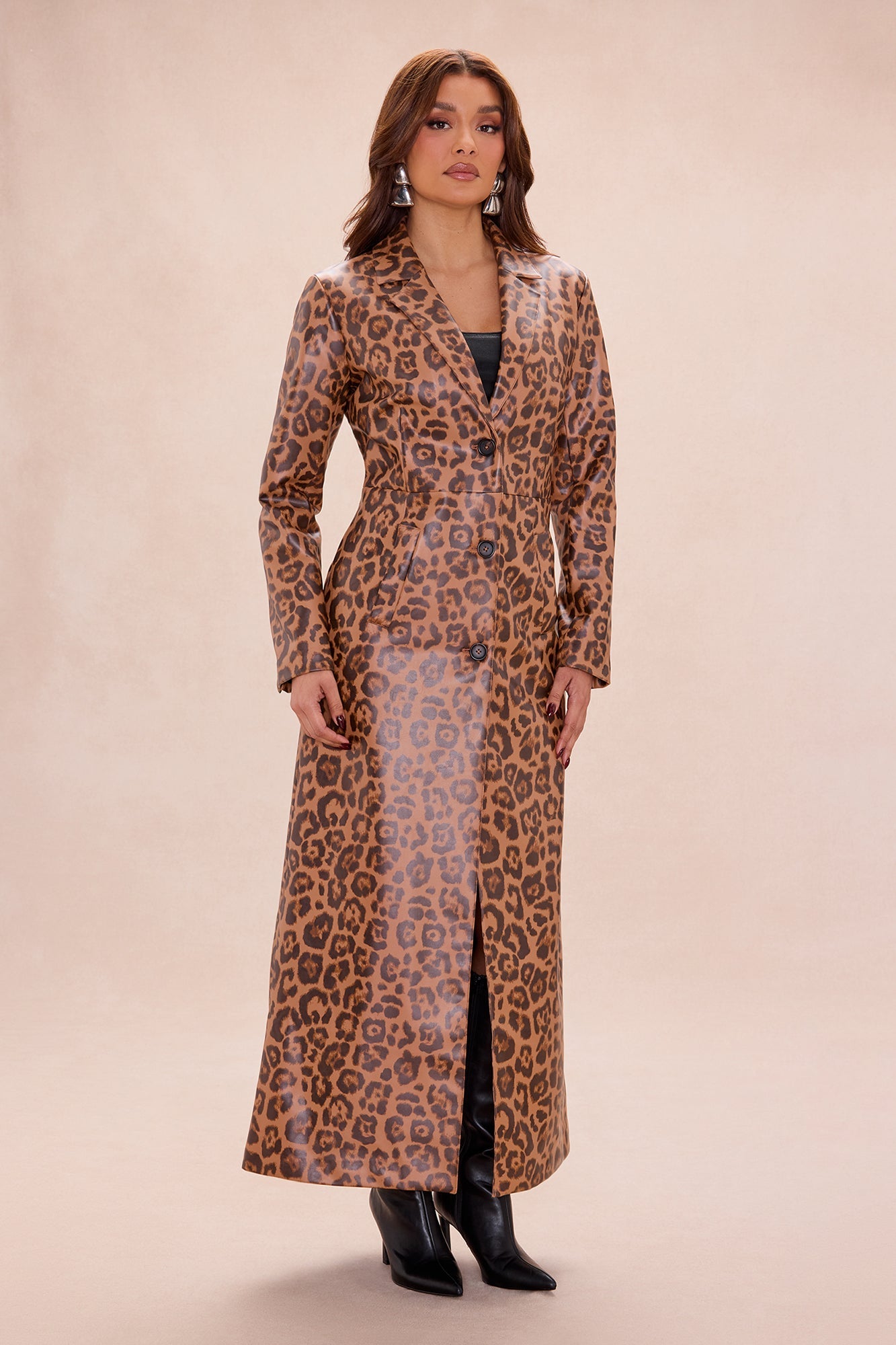 Wild Side Faux Leather Short Set - Brown/combo
