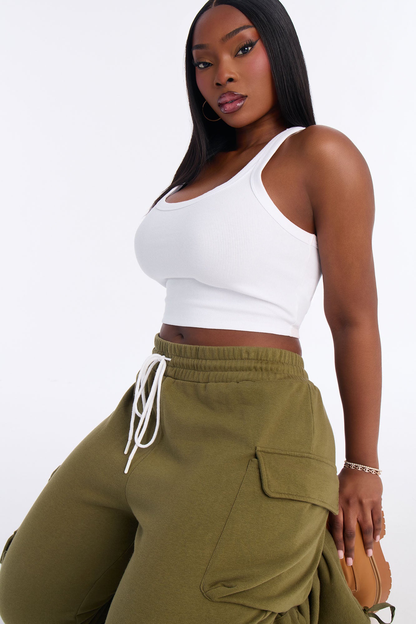 Kayla Cargo Sweatpants - Olive