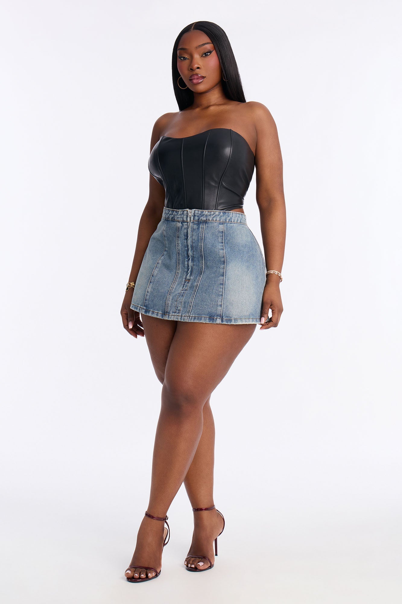 Lia Vintage Wash A-Line Denim Mini Skirt - Vintage Wash