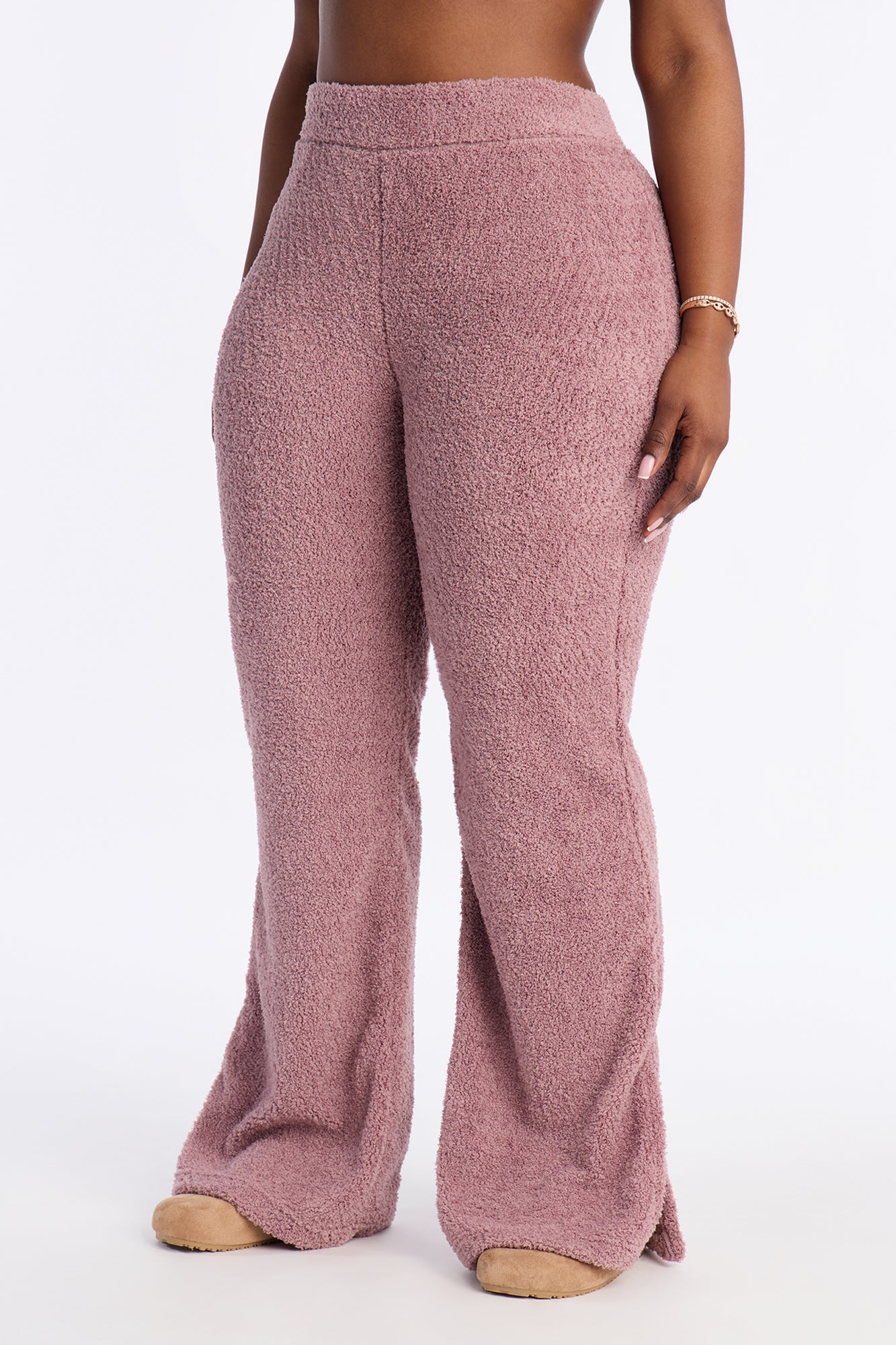 Lana Sherpa Flare Lounge Pant - Mauve