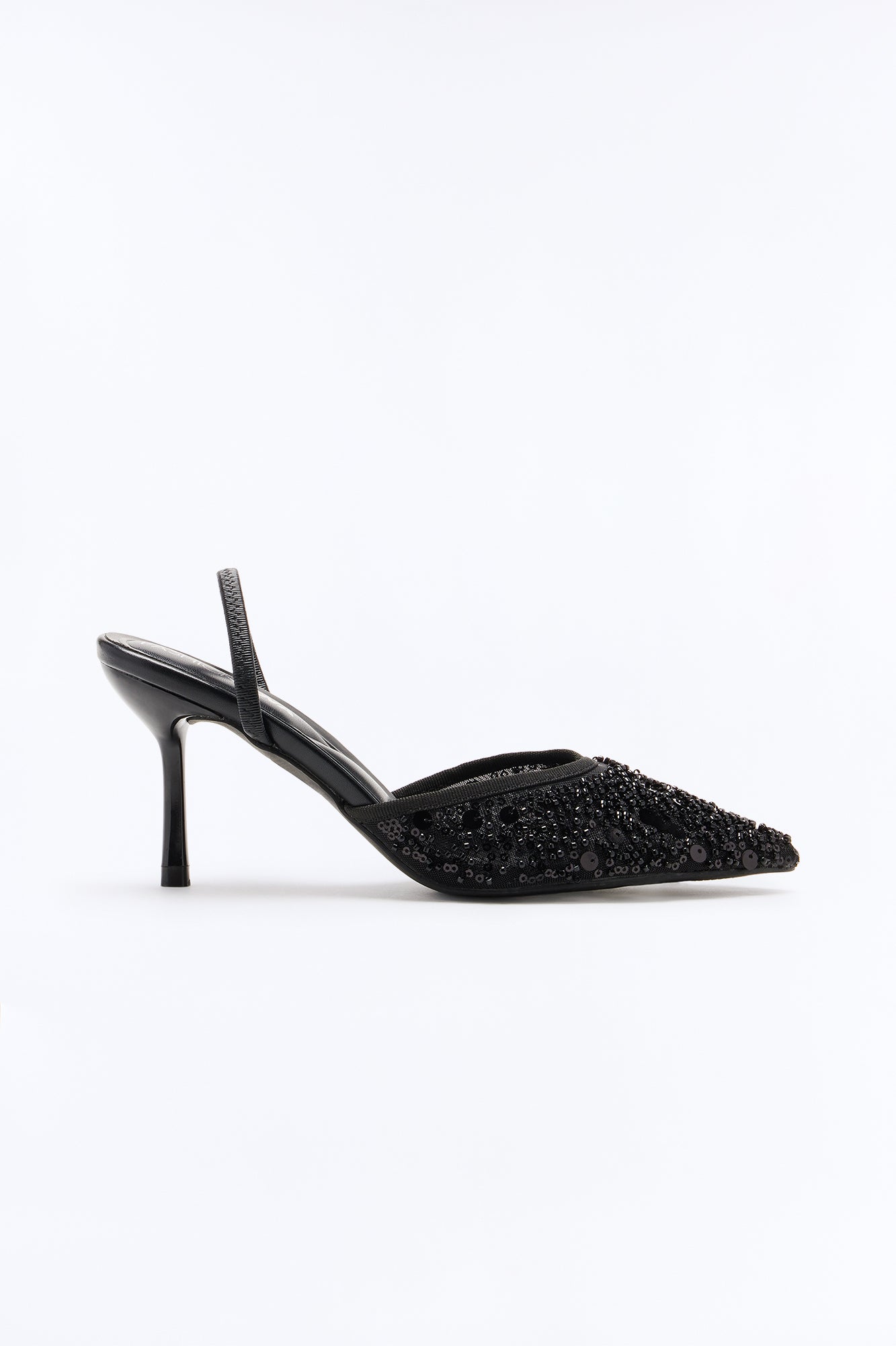 Dazzle Sequin Slingback Pumps - Black