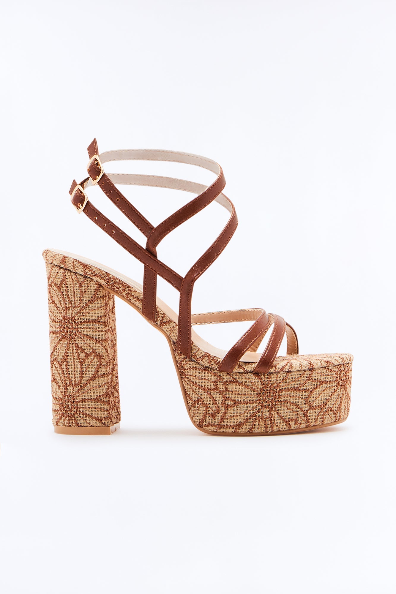 Nalu Strap Platform Heels - Brown